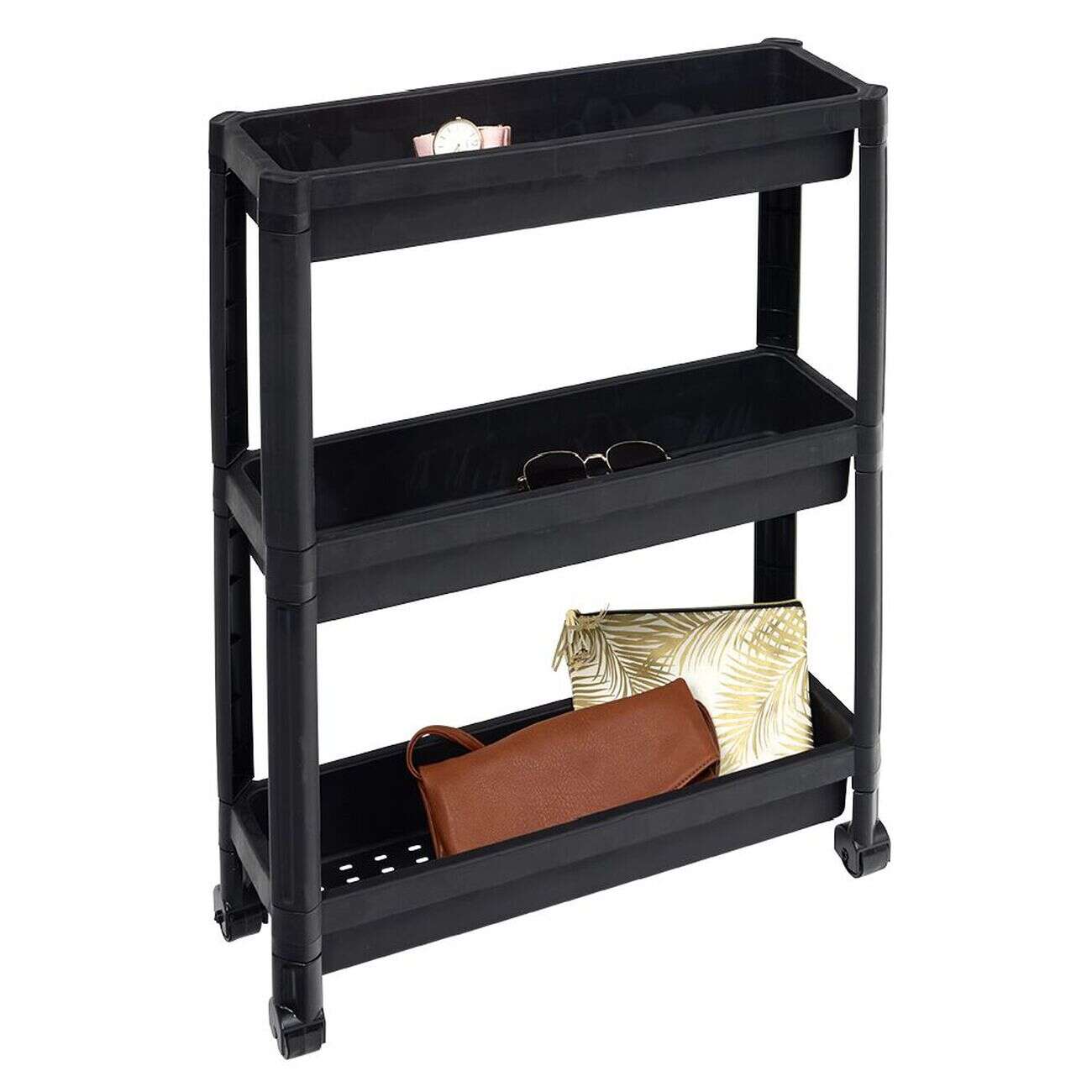 Organiseur 3 niveaux à roulettes noir