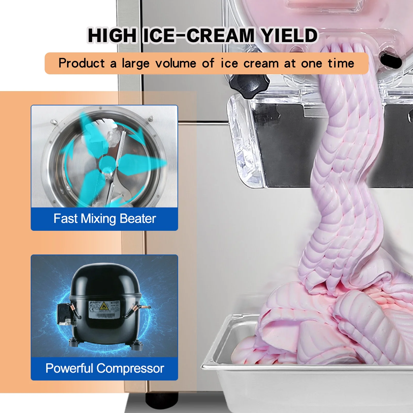 Commercial Countertop Gelato Italian Water Ice Hard Ice Cream Machine Cylinder:4.5L - Image 7