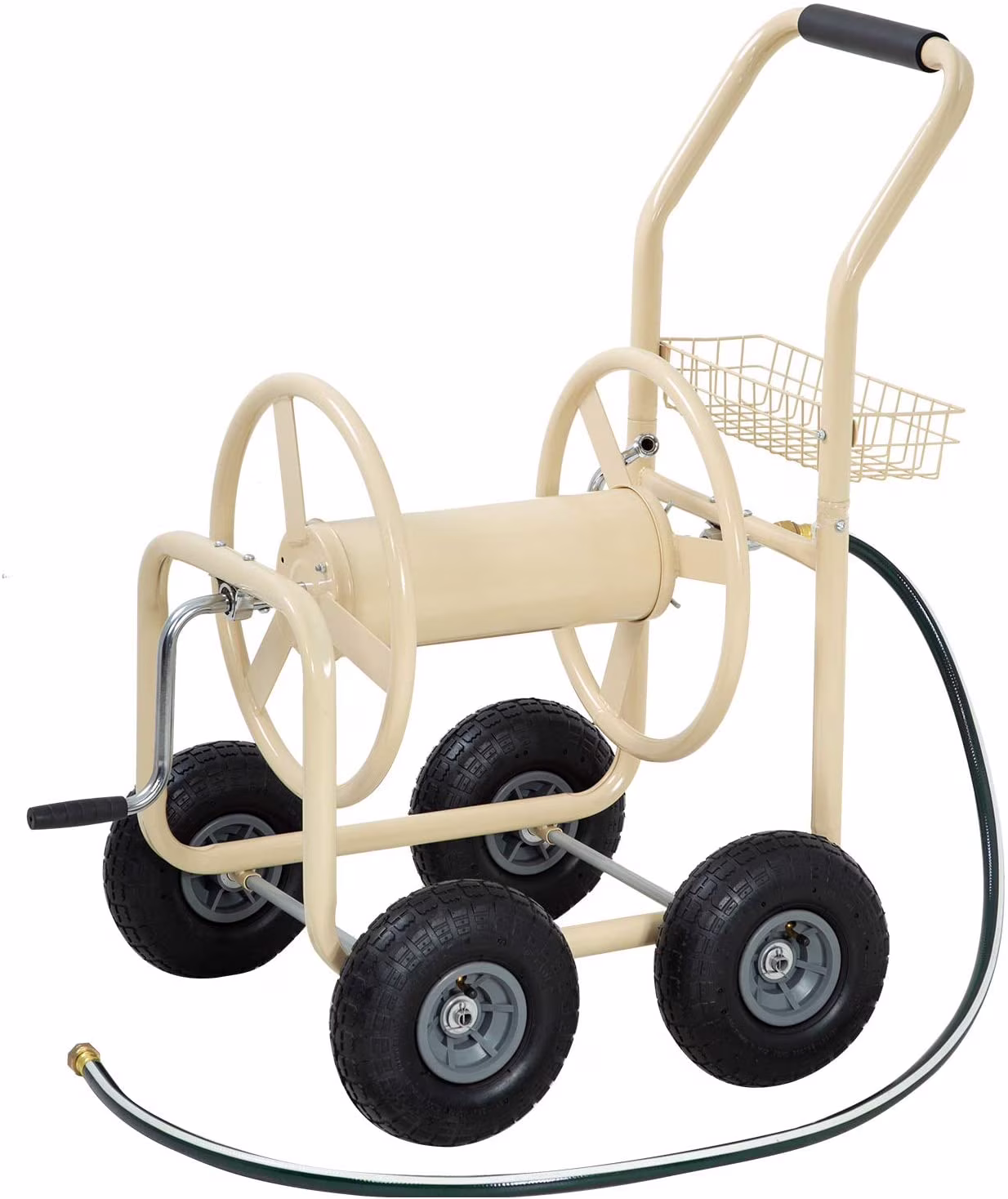FDW Heavy-Duty Garden Hose Reel Cart w/ Basket