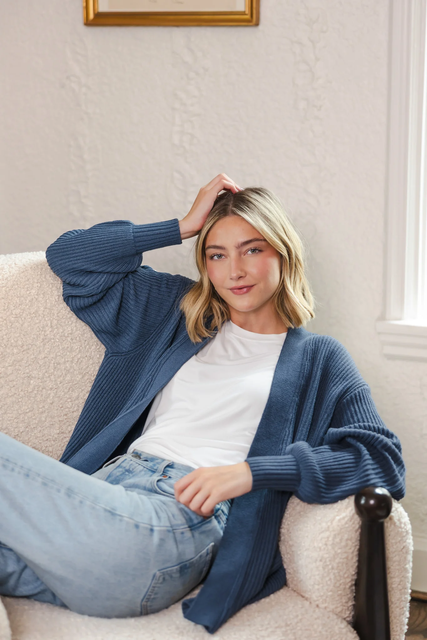 Chunky Knit Women's Oversized Cardigan in Oxford