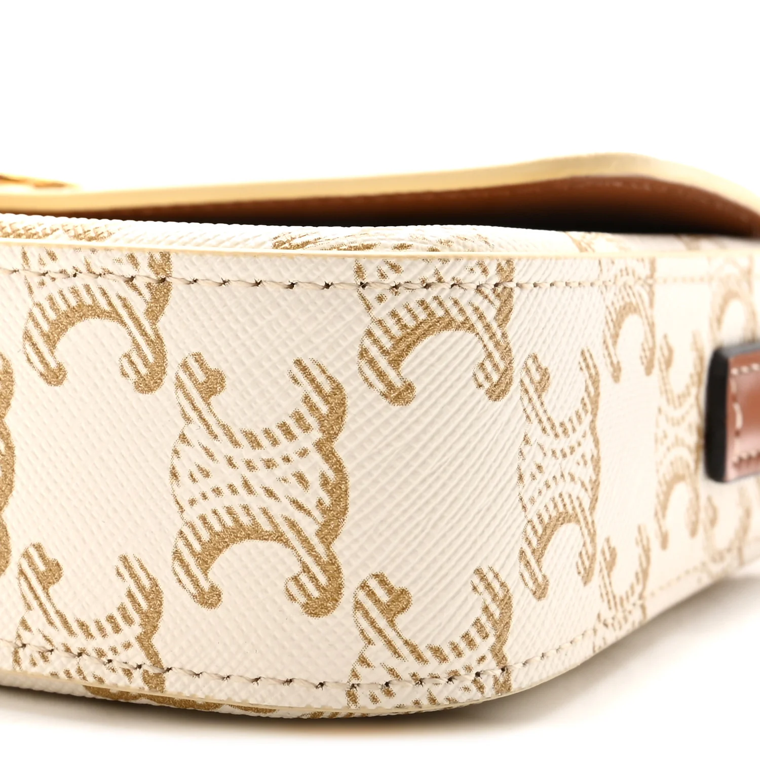 Canvas Calfskin Triomphe Shoulder Bag White