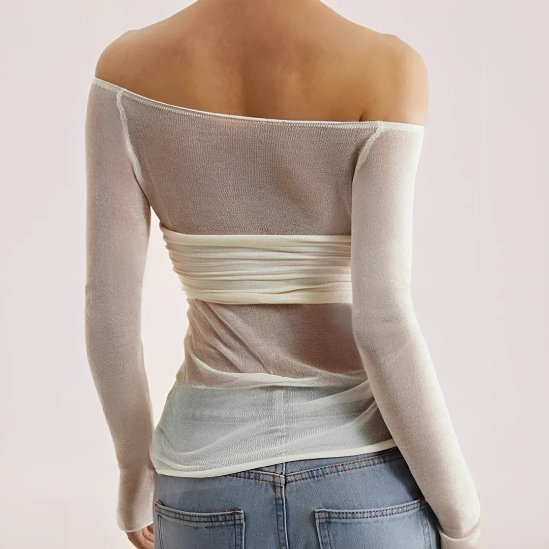 Shanelle - Blouse Épaules Dénudées à Manches Longues