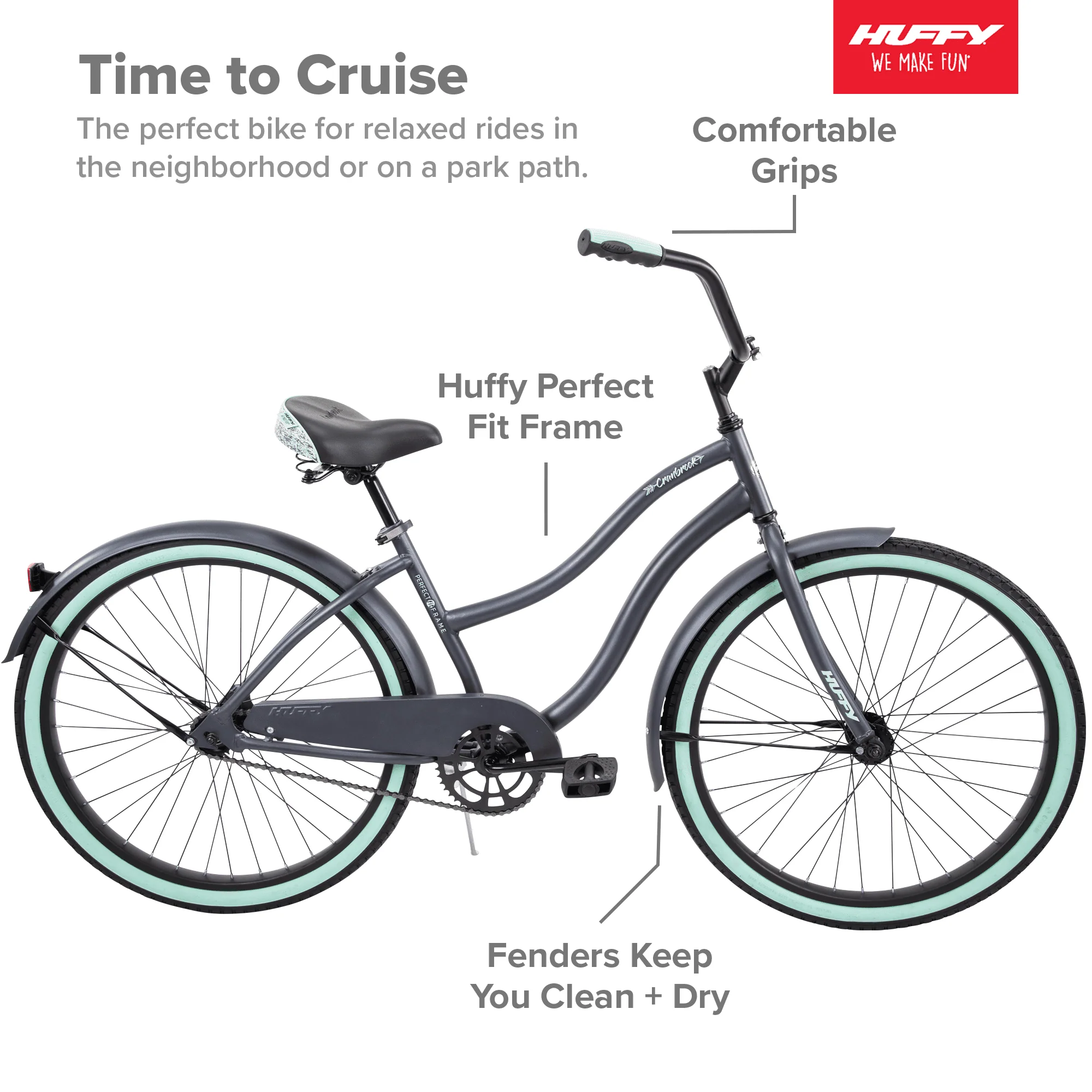 Huffy 26 in Cranbrook Women'S Comfort Cruiser Bike, Gray