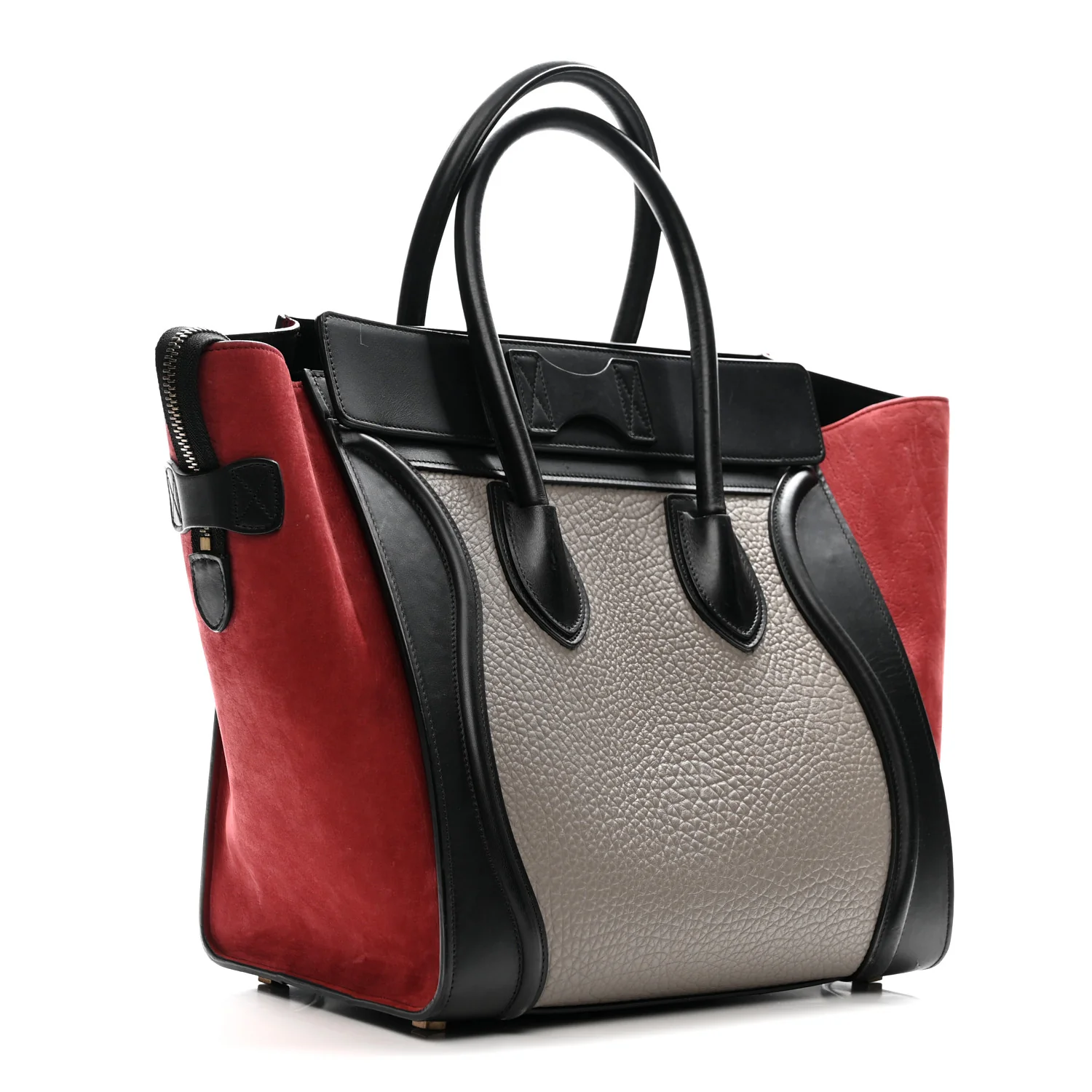 Bullhide Calfskin Suede Mini Tri-Color Luggage Dark Ruby