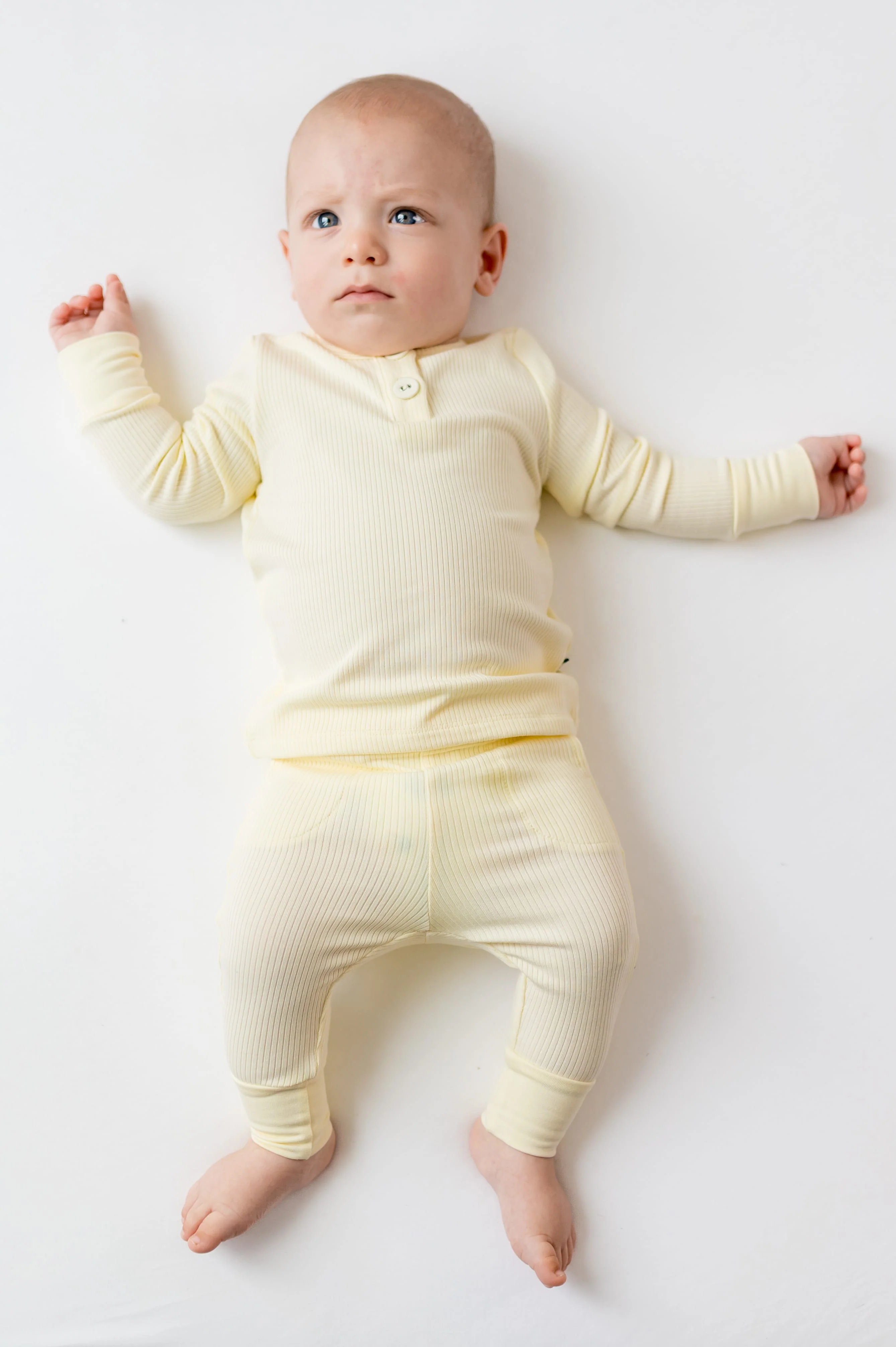 Ribbed Infant Henley Set in Chamomile