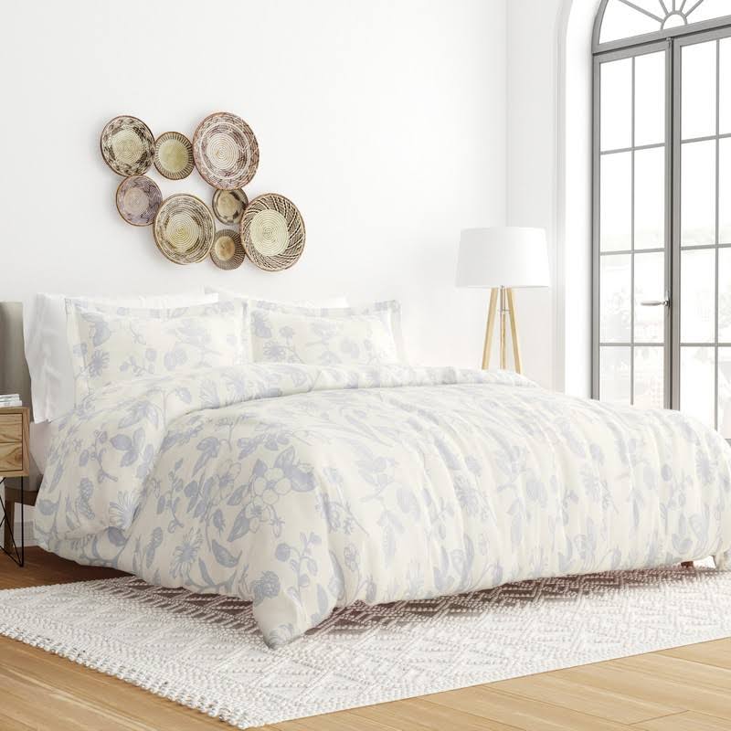 Soft Farmhouse Florals Premium 2 Piece Duvet Cover Set, Ultra Soft, Easy Care - Becky Cameron , Garden / Light Blue, Twin/Twin Extra Long