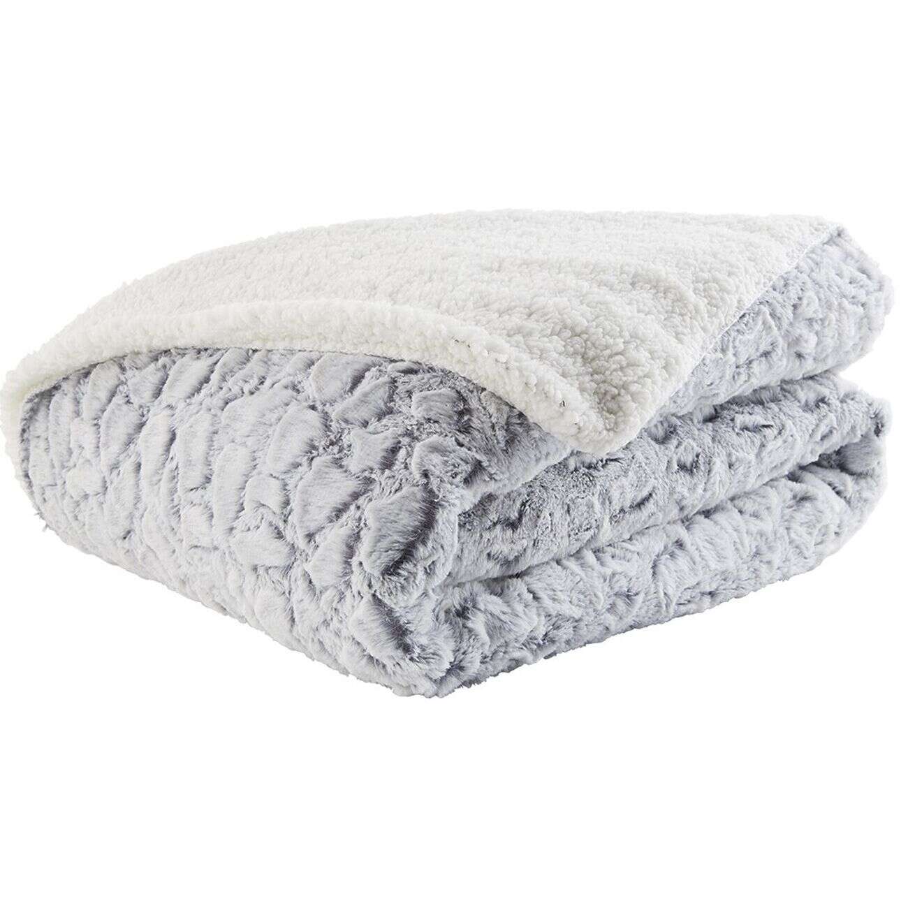 Plaid imitation fourrure décor uni