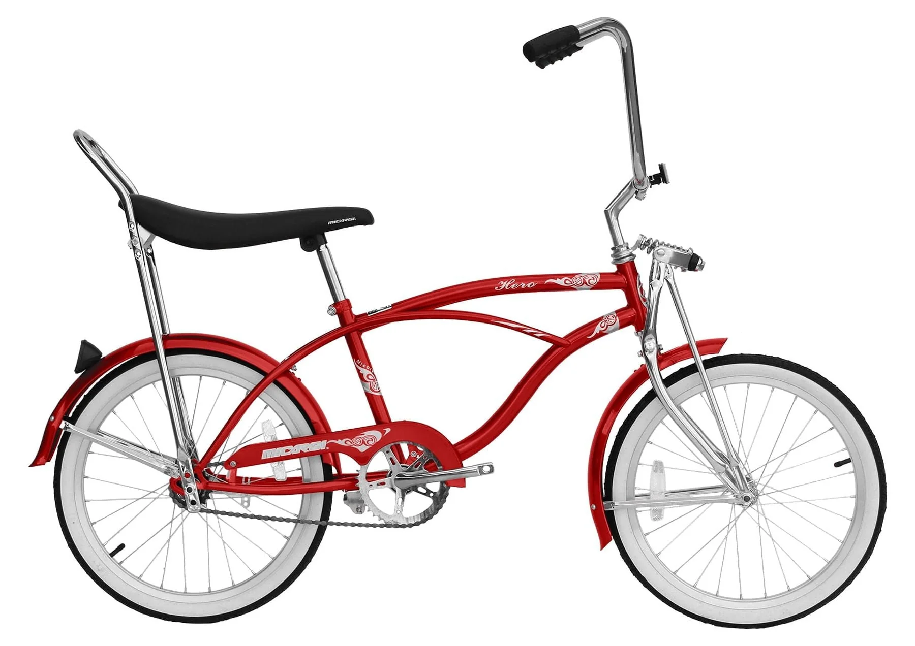 HERO 20" Beach Cruiser Coaster Brake Single Speed with Banana Seat Stainless Steel Spokes One Piece Crank Alloy Rims 36H Color: Red