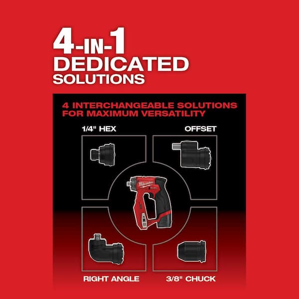 M12 FUEL 12V Lithium-Ion Brushless Cordless 4-in-1 Installation 3/8 in. Drill Driver Kit with 4-Tool Heads - Image 5