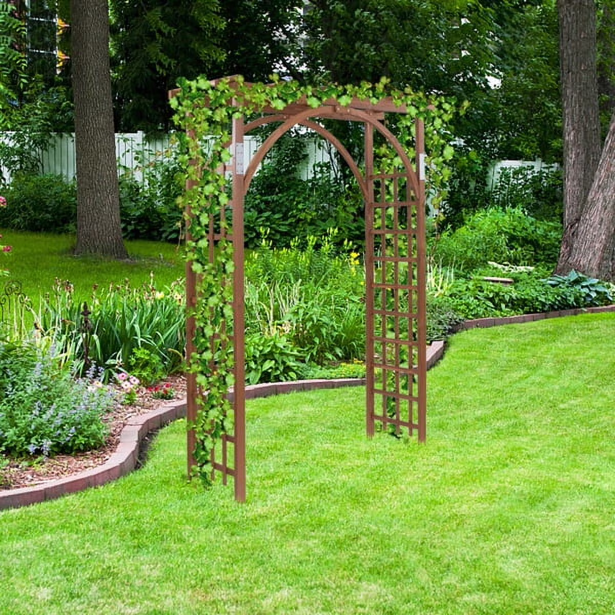 Dark Brown Decorative Garden Arch - Heavy-Duty Fir & Rustproof Iron for Climbing Plants, Roses - 84.6 Tall Outdoor Arch for Backyards,  Garden Entries