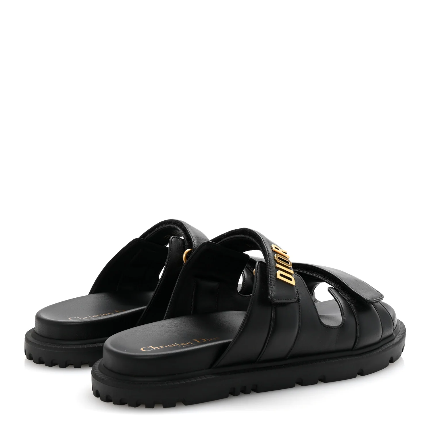Lambskin Dioract 10mm Slide Sandals 39.5 Black