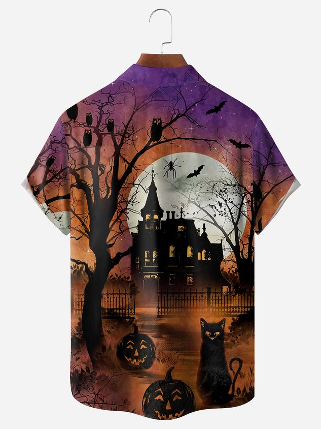 Chemise décontractée à manches courtes et poche poitrine pour sorcière d'Halloween
