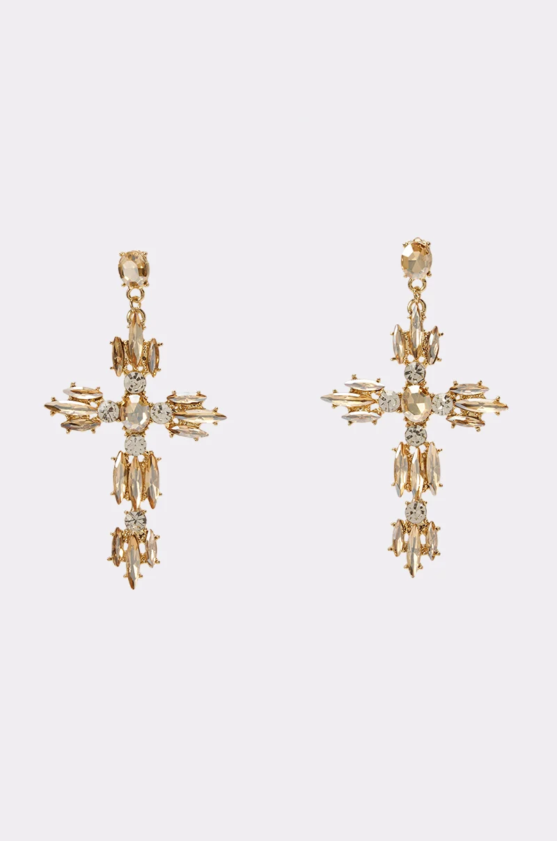 GOLD RUSH CROSS EARRINGS - Akira Store