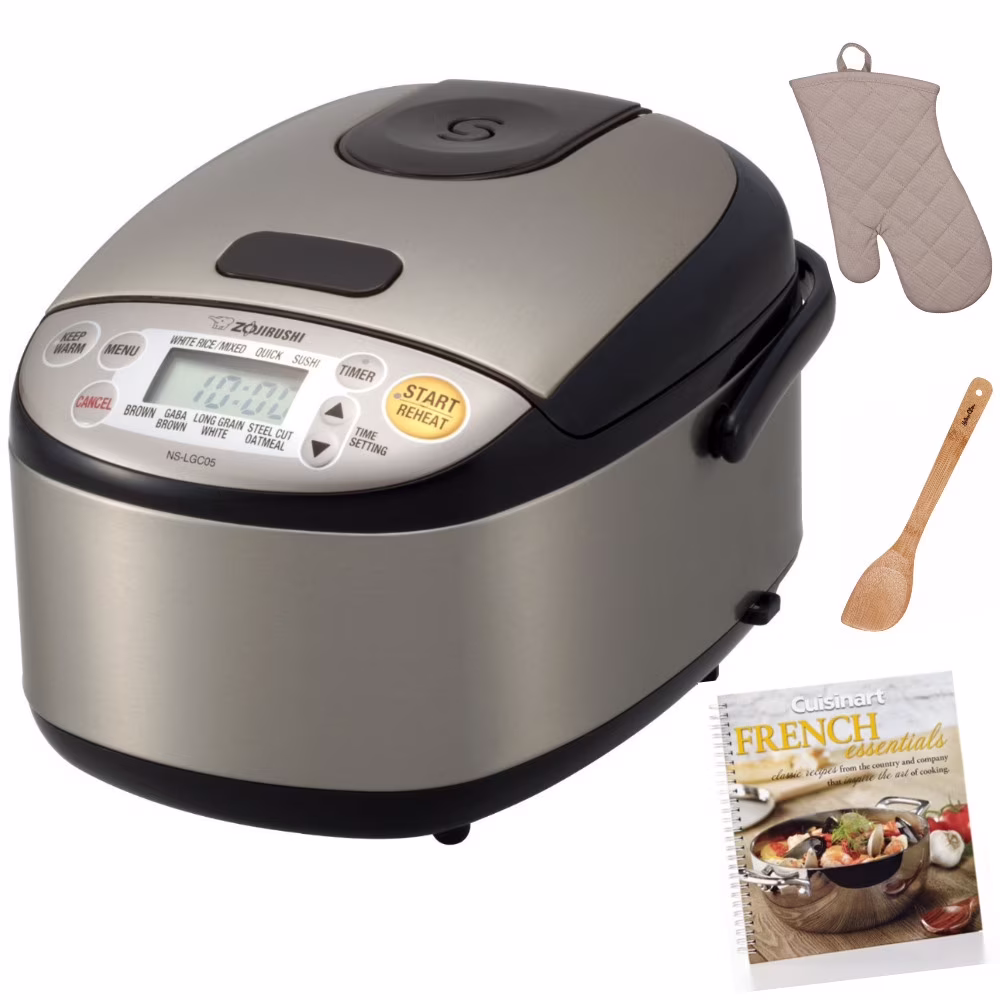 Zojirushi Micom Rice Cooker and Warmer (3 - Cup) with Cookbook and Accessories