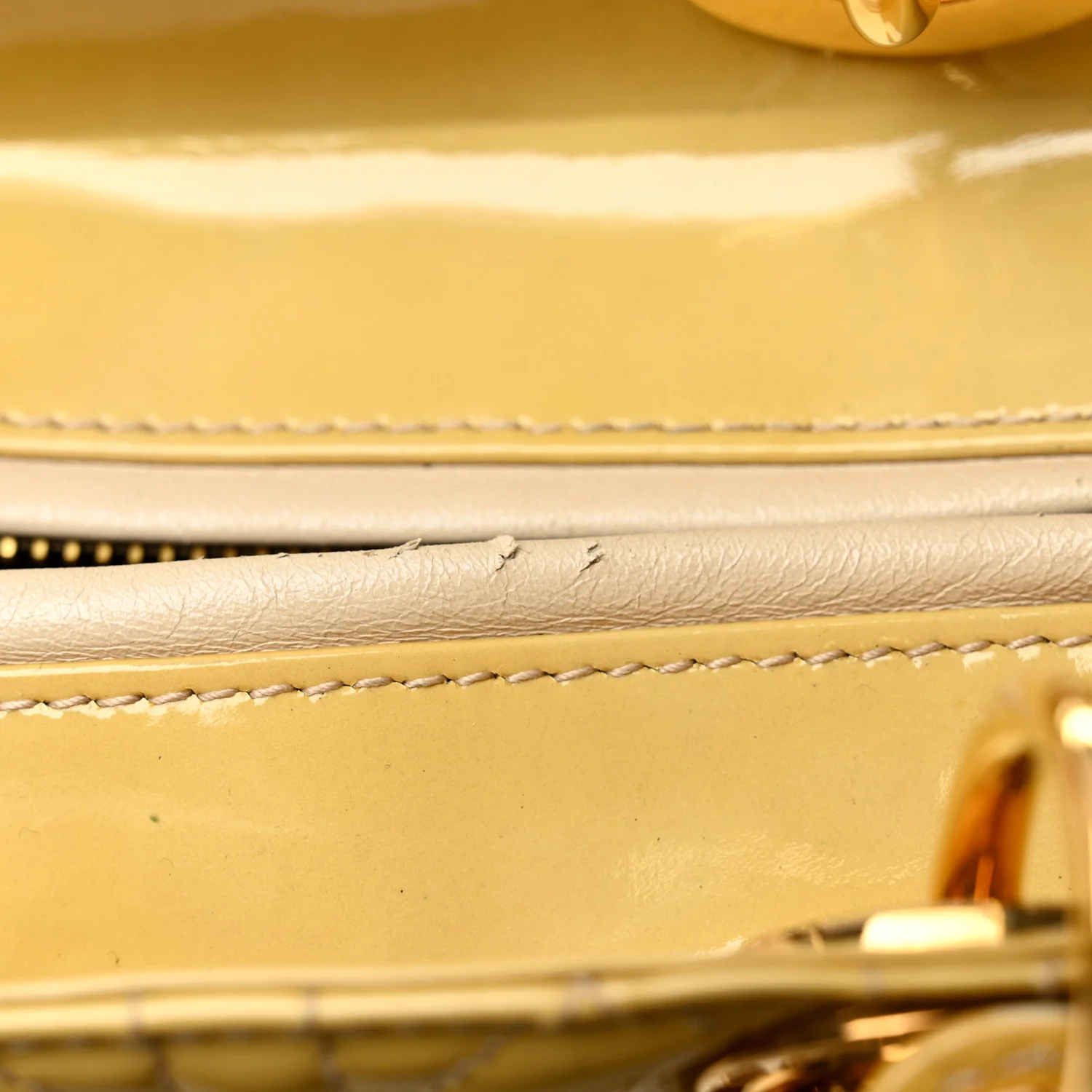 Patent Cannage Medium Lady Dior Beige