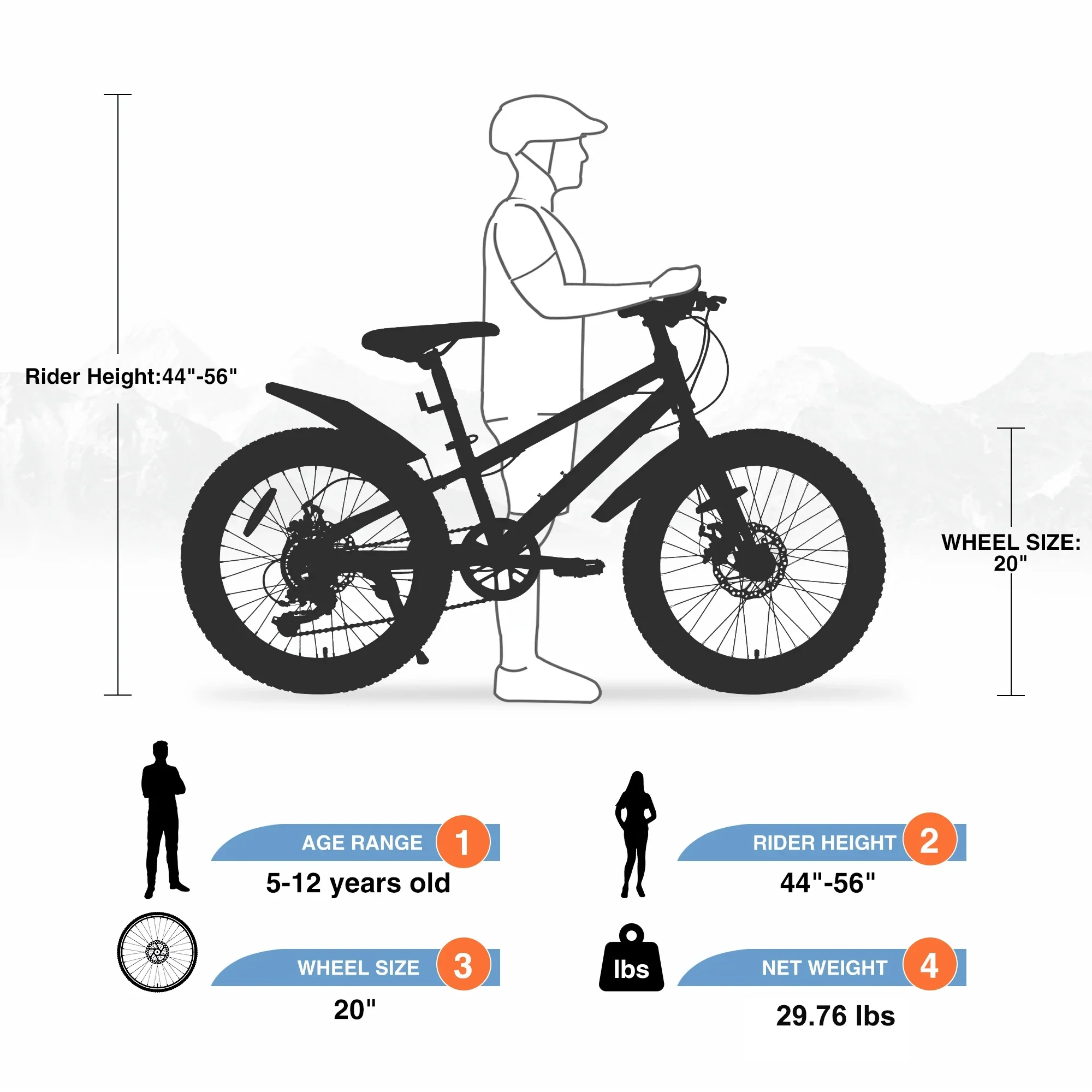 Ambifirner Newest Bike Fat Tire Mountain Bike with 20 Inch Wheels, 21 Speed with High Carbon Steel