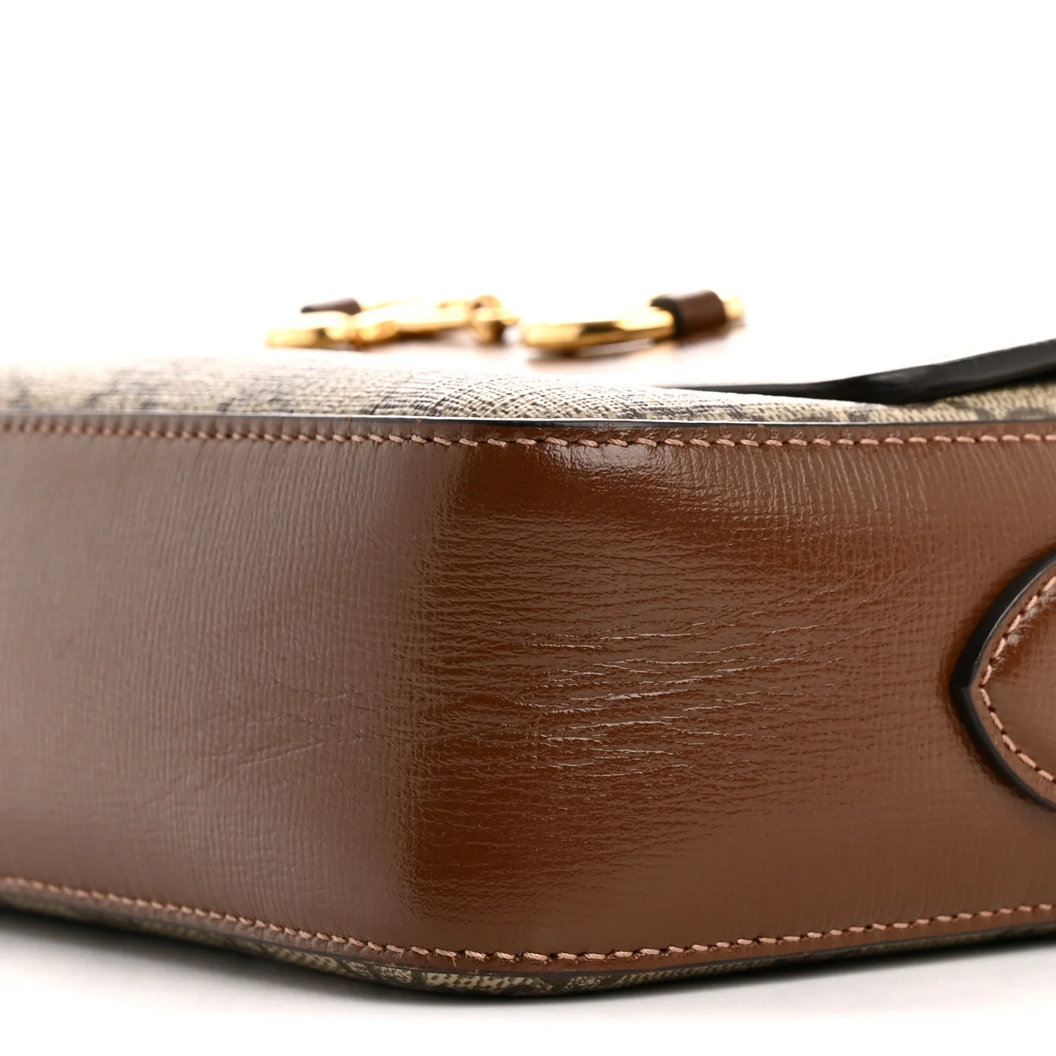GG Supreme Monogram Small Horsebit 1955 Shoulder Bag Beige Brown Sugar