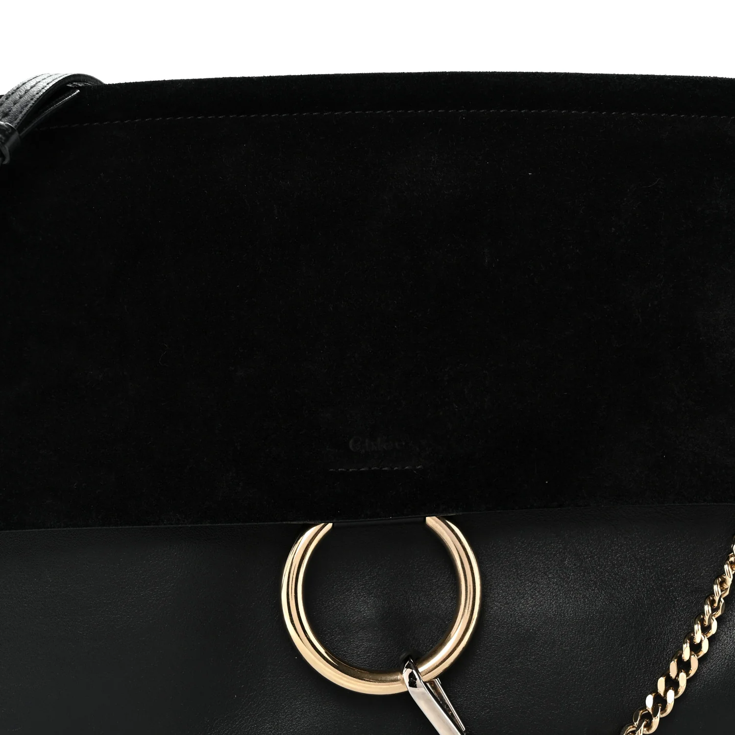 Suede Calfskin Medium Faye Shoulder Bag Black