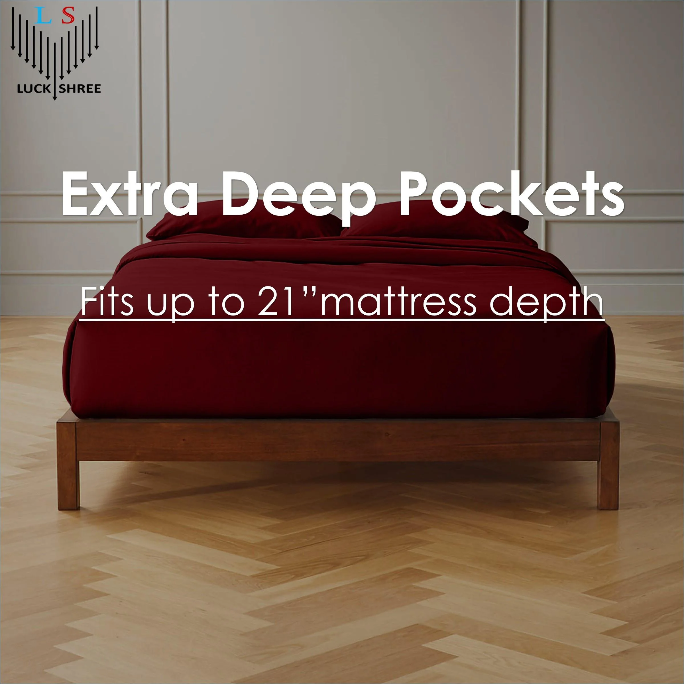 21" EXTRA DEEP POCKETS 800-Thread Count 100% Egyptian Cotton California King Sheet Set, 4PC (1 Flat, 1 Fitted, 2 Pillowcases) Long Staple Cotton, 800-TC Pure Cotton Burgundy(California King/Burgundy) - Image 4