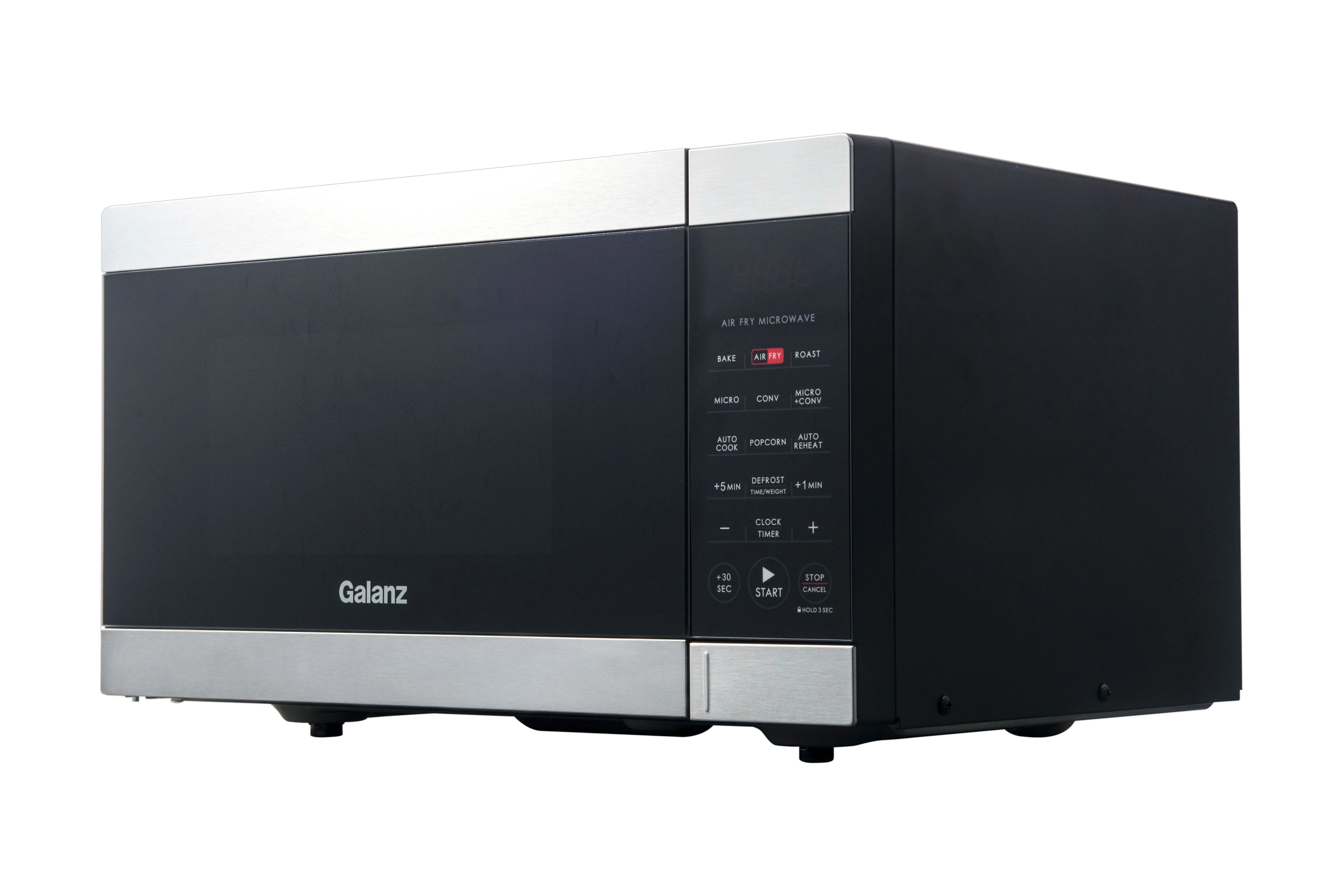 Galanz 0.9 cu ft Air Fry Countertop Microwave, 900 Watts, Stainless Steel, New