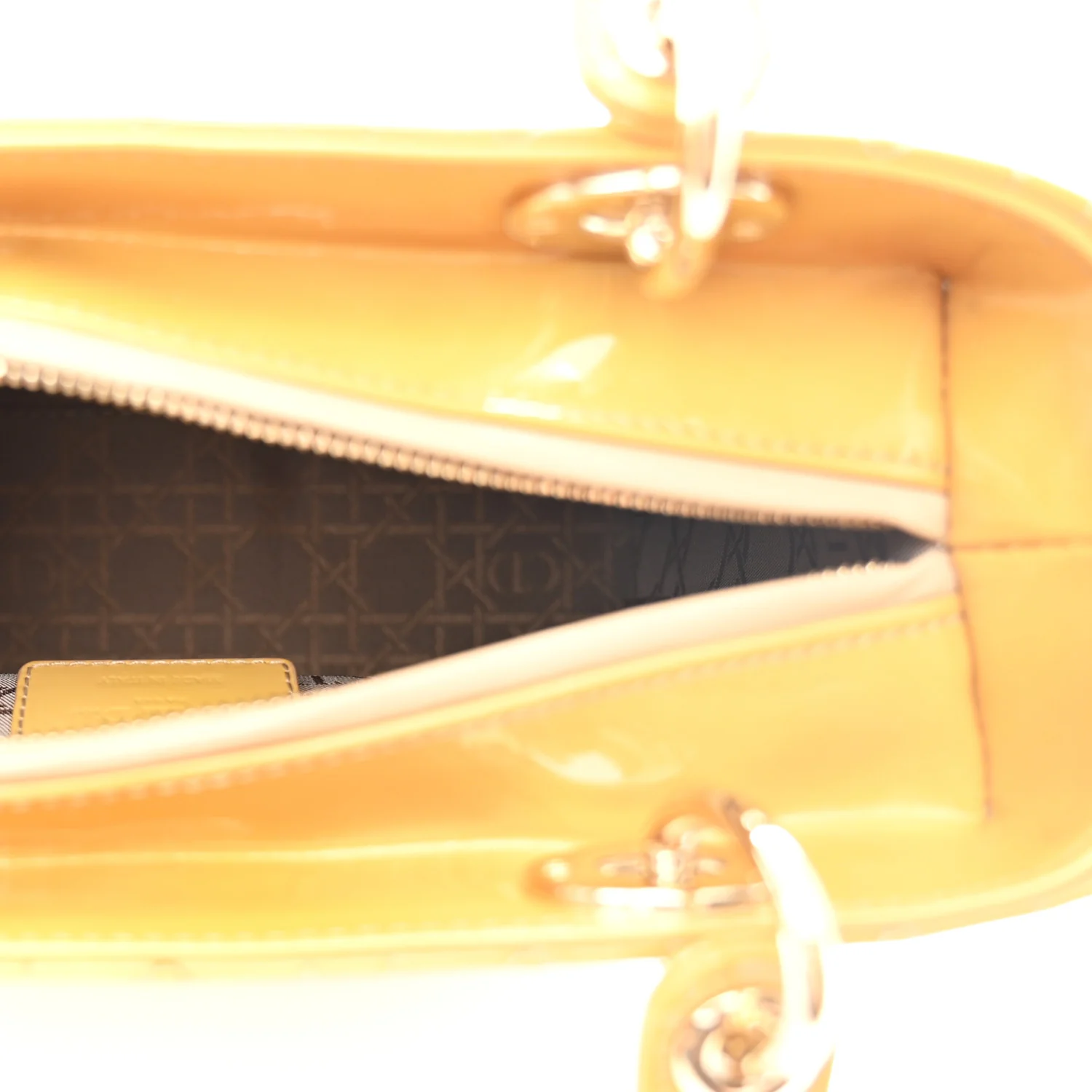 Patent Cannage Medium Lady Dior Dark Beige