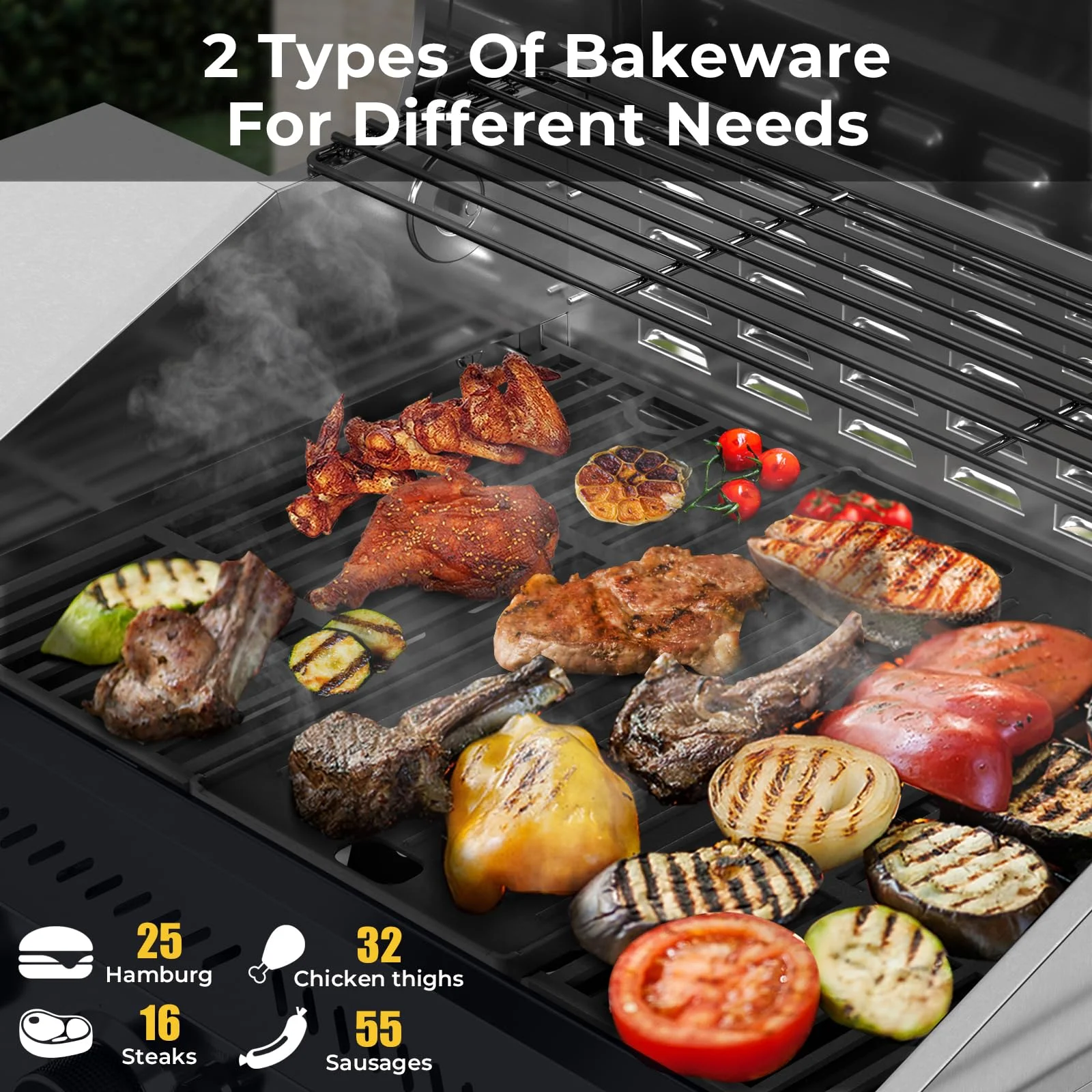 LHRIVER Stainless Steel 4 Burner Propane Gas Grill with Side Burner, Portable Outdoor Barbecue Grill, 45, 000 BTU