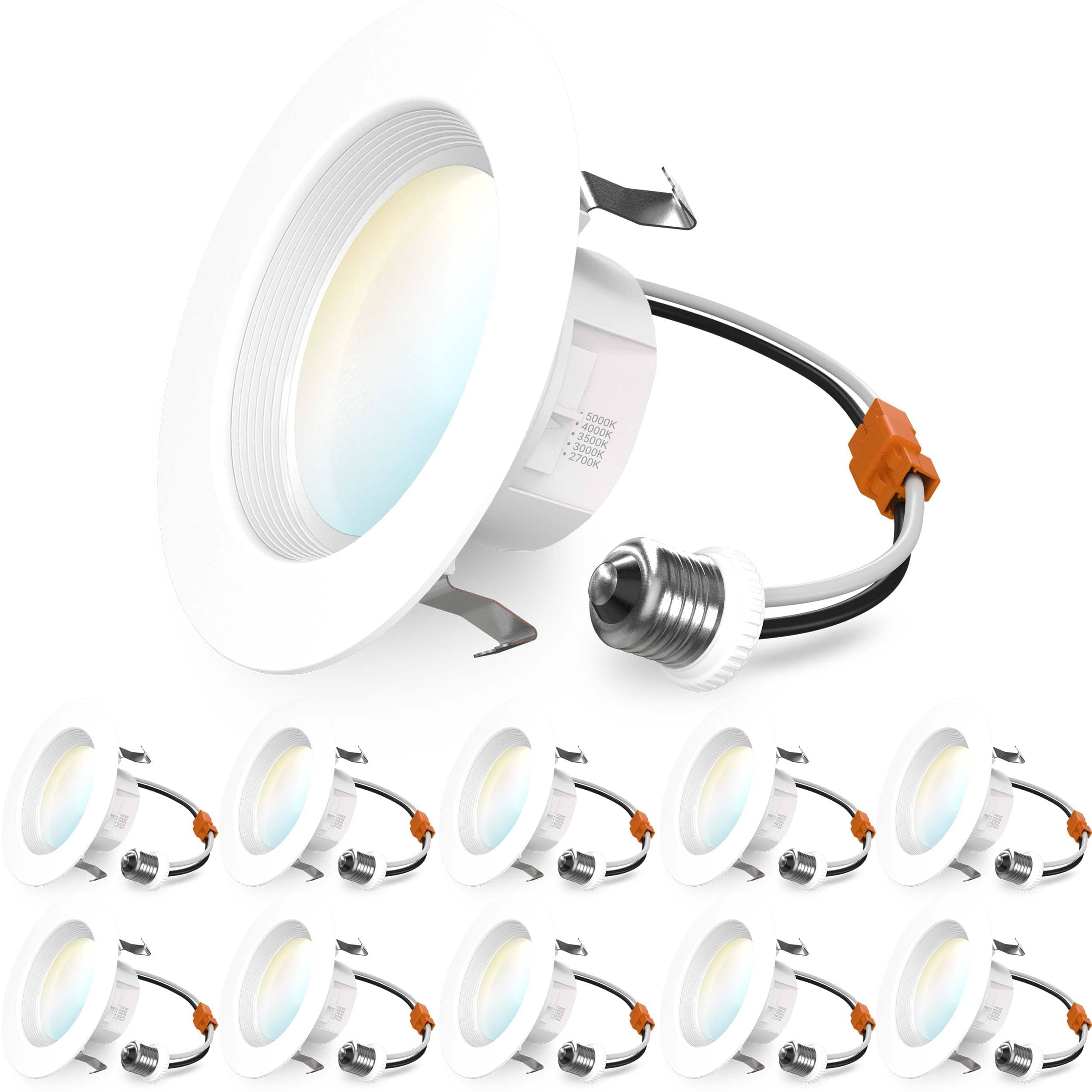 Sunco Lighting 10 Pack 4 inch LED Can Lights Retrofit Recessed Lighting, Selectable 2700K/3000K/3500K/4000K/5000K Dimmable, Baffle Trim, 11W=40W