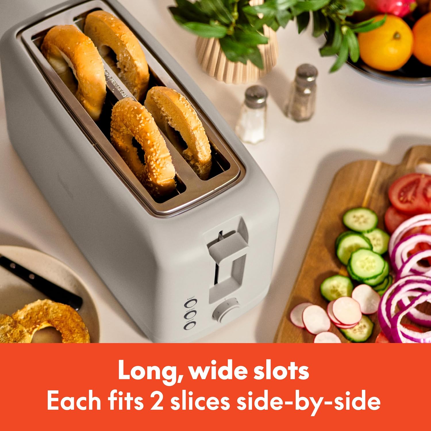 bella Fits-Anywhere ™   Slim Toaster, 4 Slice Extra Long & Wide Slot, Oatmilk