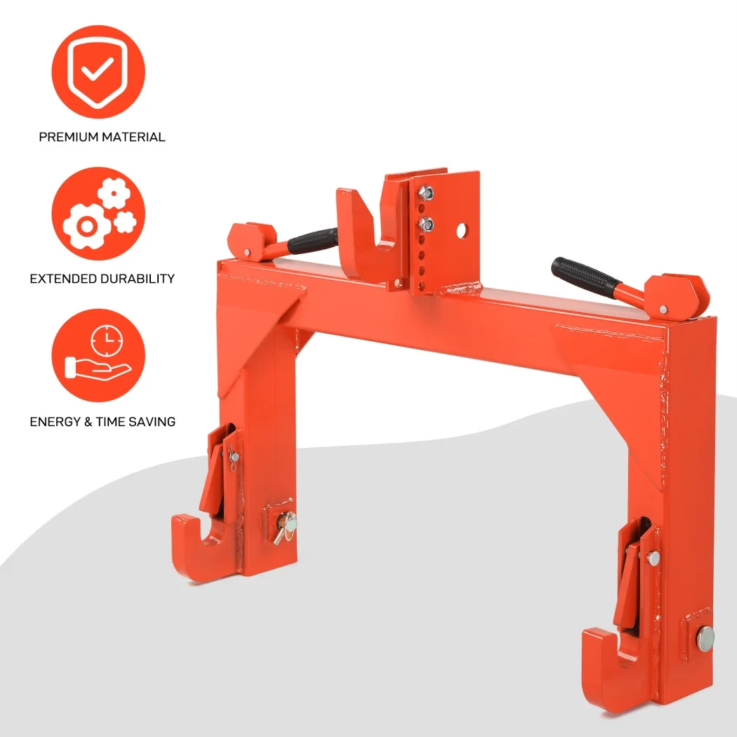 3 Point Quick Hitch, 3000 lbs 3-Pt Attachments Adaptation to Category 1 2 Tractor with 5 Level Adjustable Bolt (Orange)(Orange) - Image 9