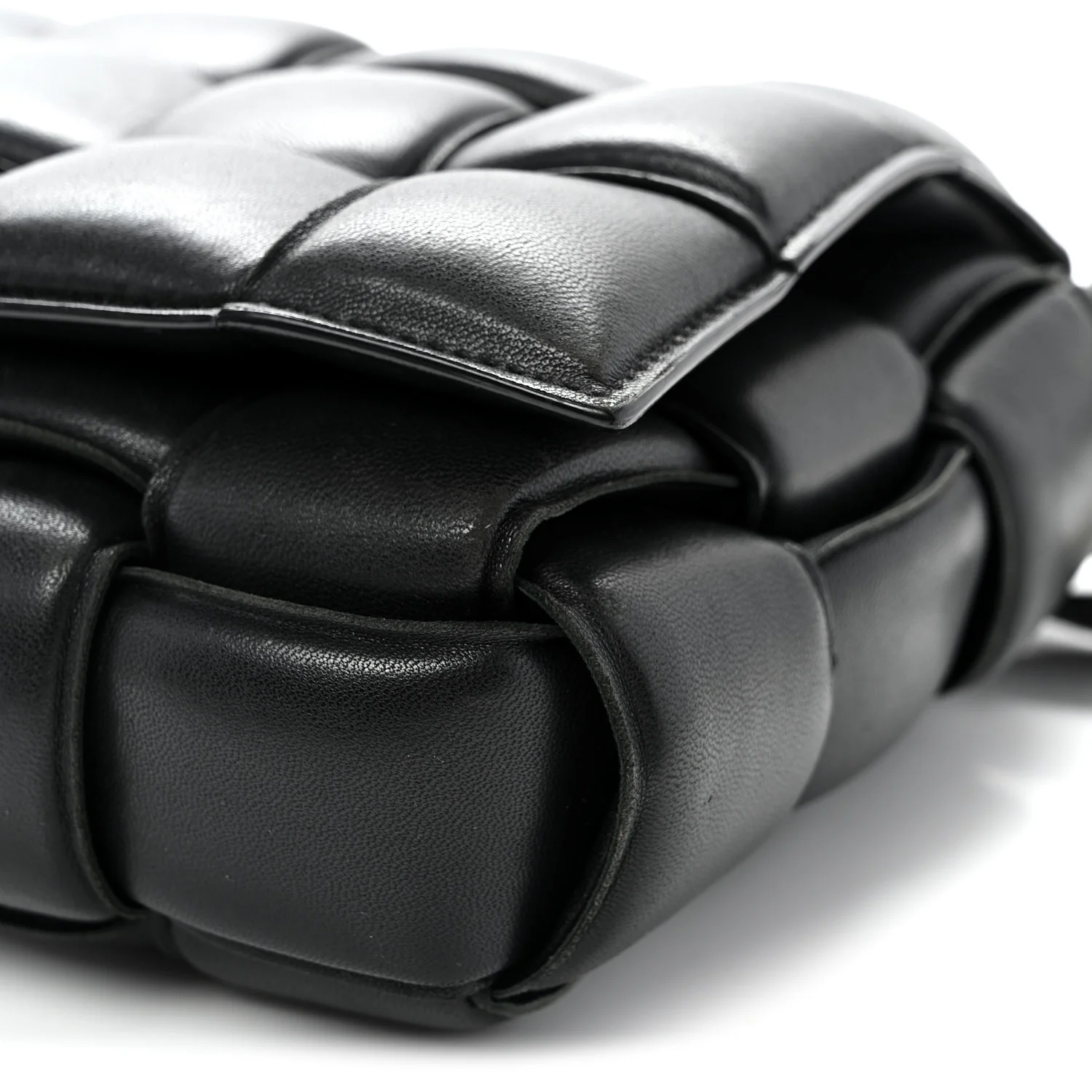Nappa Maxi Intreccio Padded Cassette Crossbody Bag Black