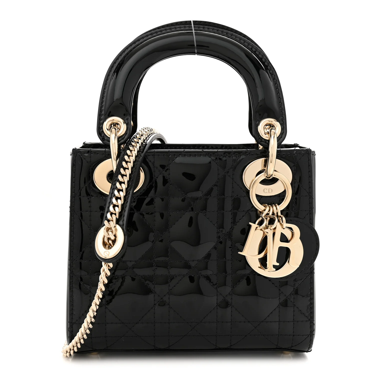 Patent Cannage Mini Lady Dior Black