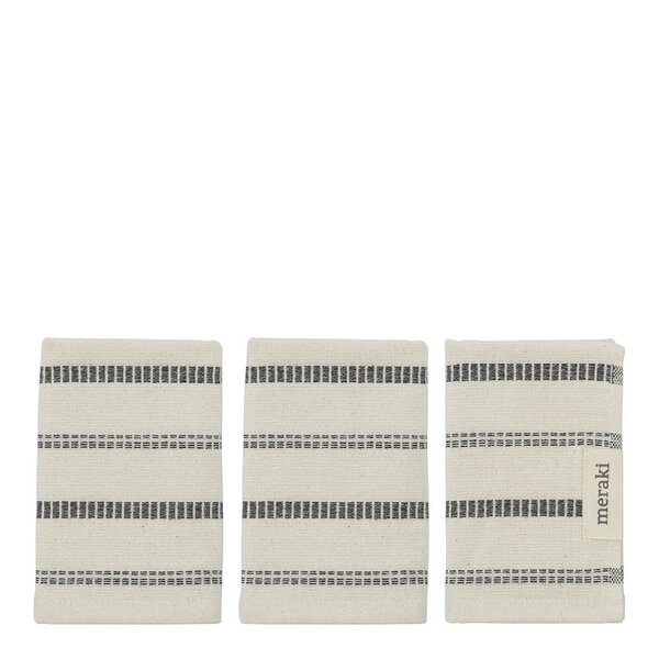 Vaskeklut 30x30 cm 3 stk offwhite/svart