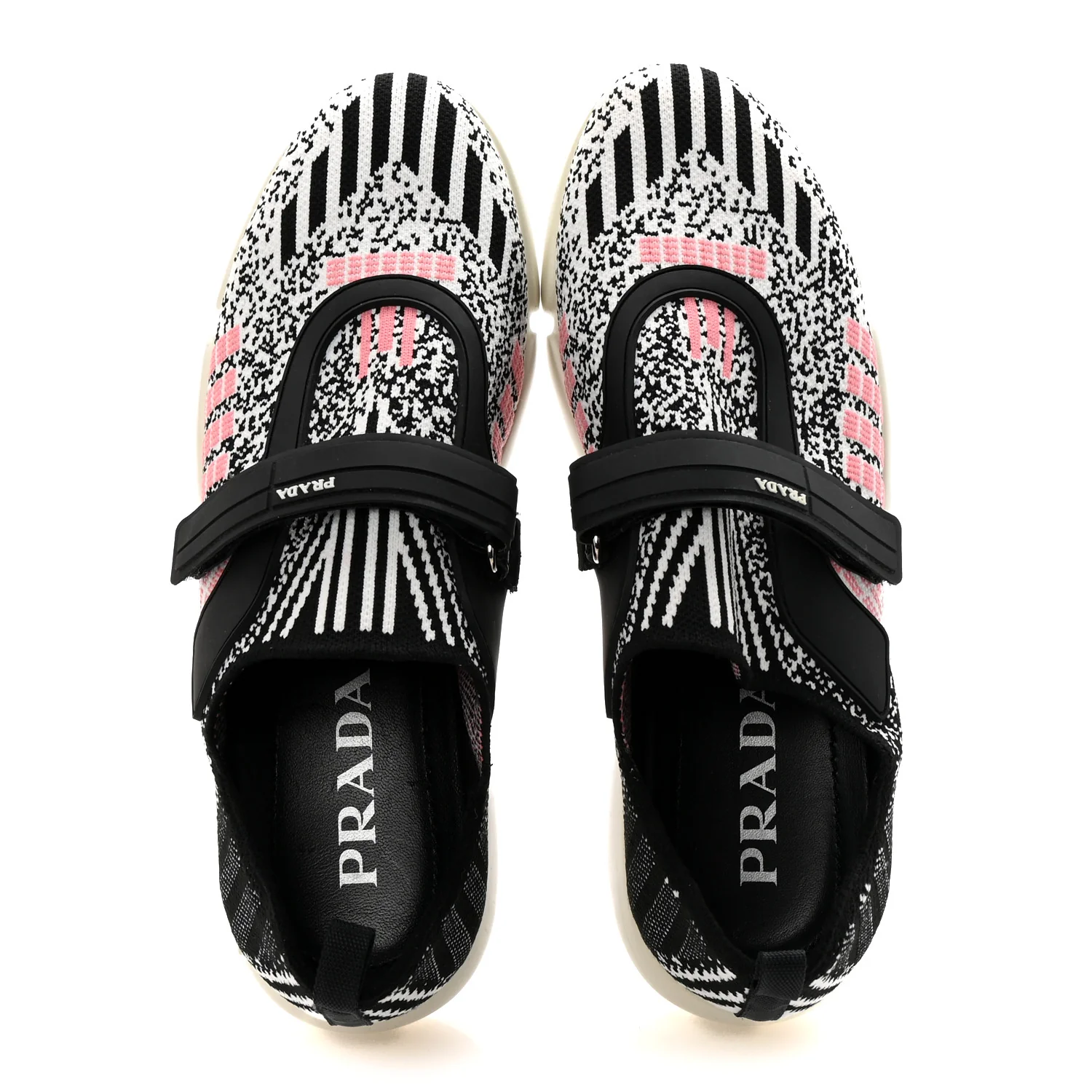 Rubber Knit Printed Fabric Cloudbust Air Sneakers 37 White Pink Black