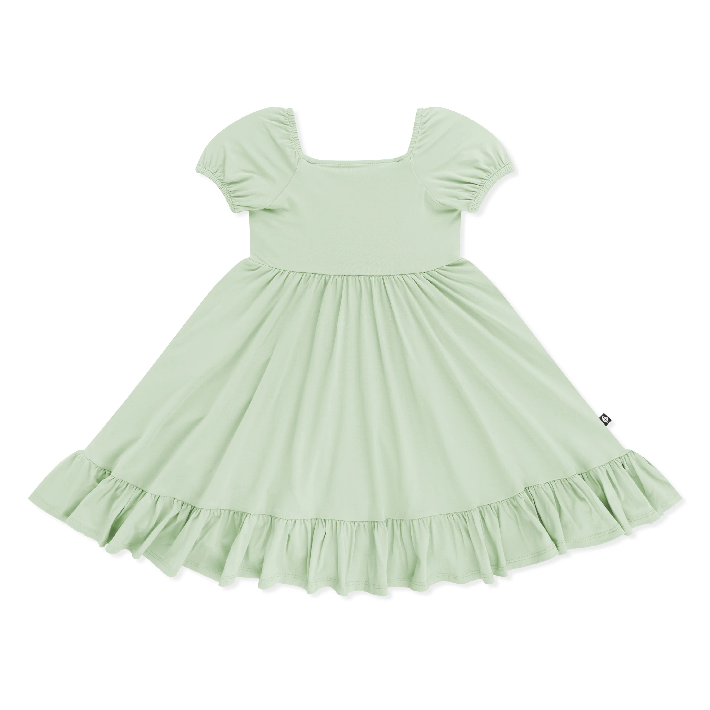 Puff Sleeve Twirl Dress in Basil