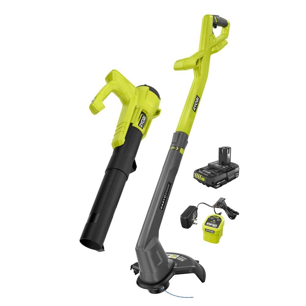 ONE+ 18V Cordless String Trimmer/Edger and Blower/Sweeper Combo Kit (2-Tools) with 2.0 Ah Battery and Charger