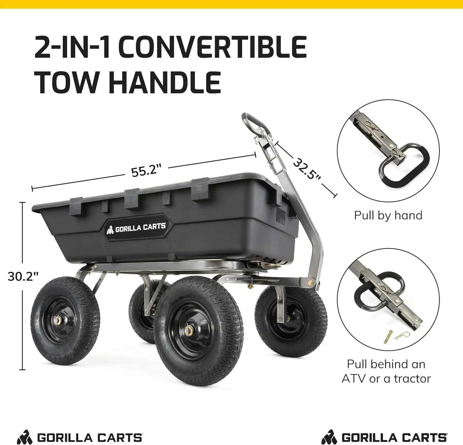 Heavy Duty Poly Utility Dump Wagon Garden Cart W/pneumatic Tires, 6 Cu ft - 1200 lb Capacity Outdoor Wheelbarrow for Yard, Landscaping &…