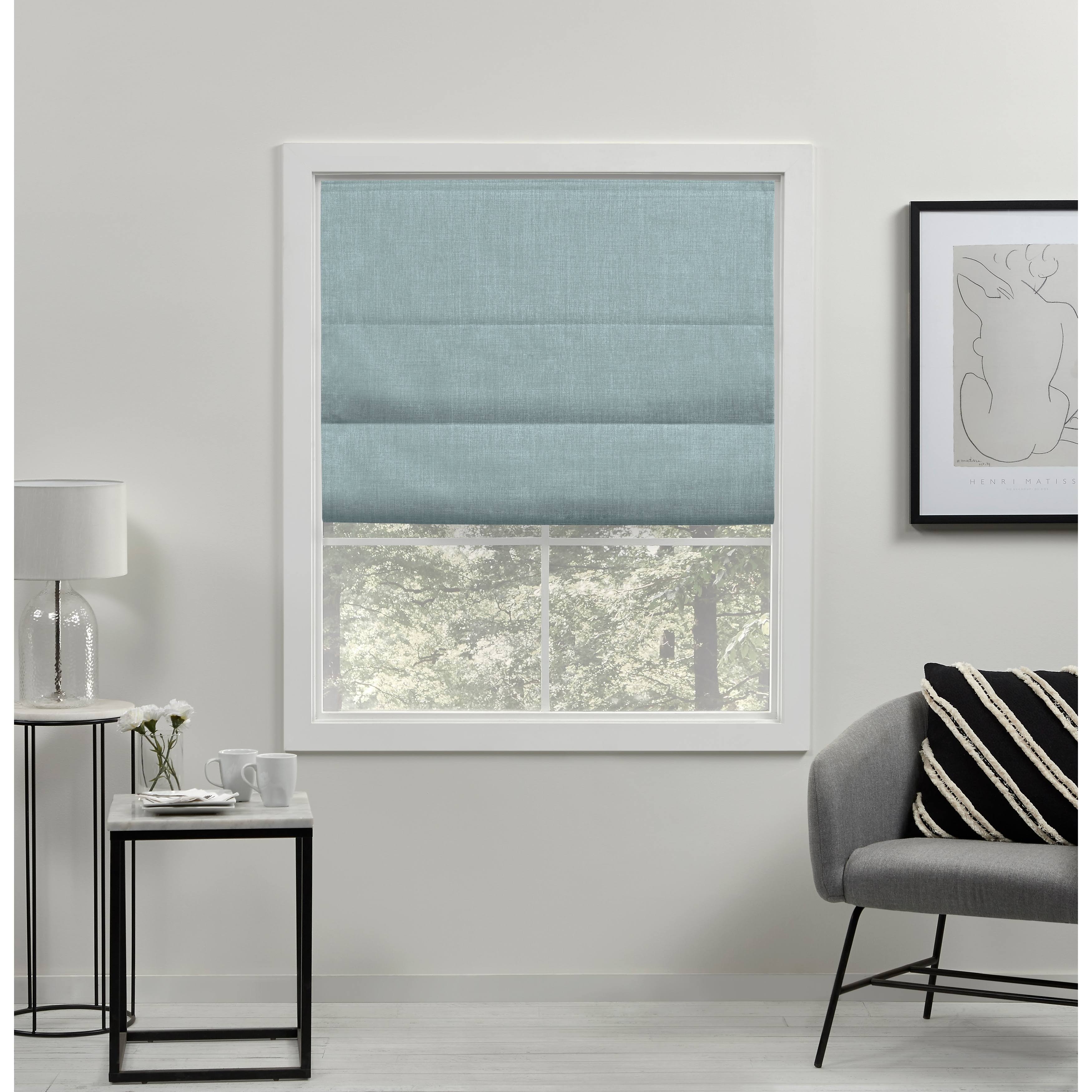 Exclusive Home Curtains Acadia Total Blackout Roman Shade 23x64 Aqua
