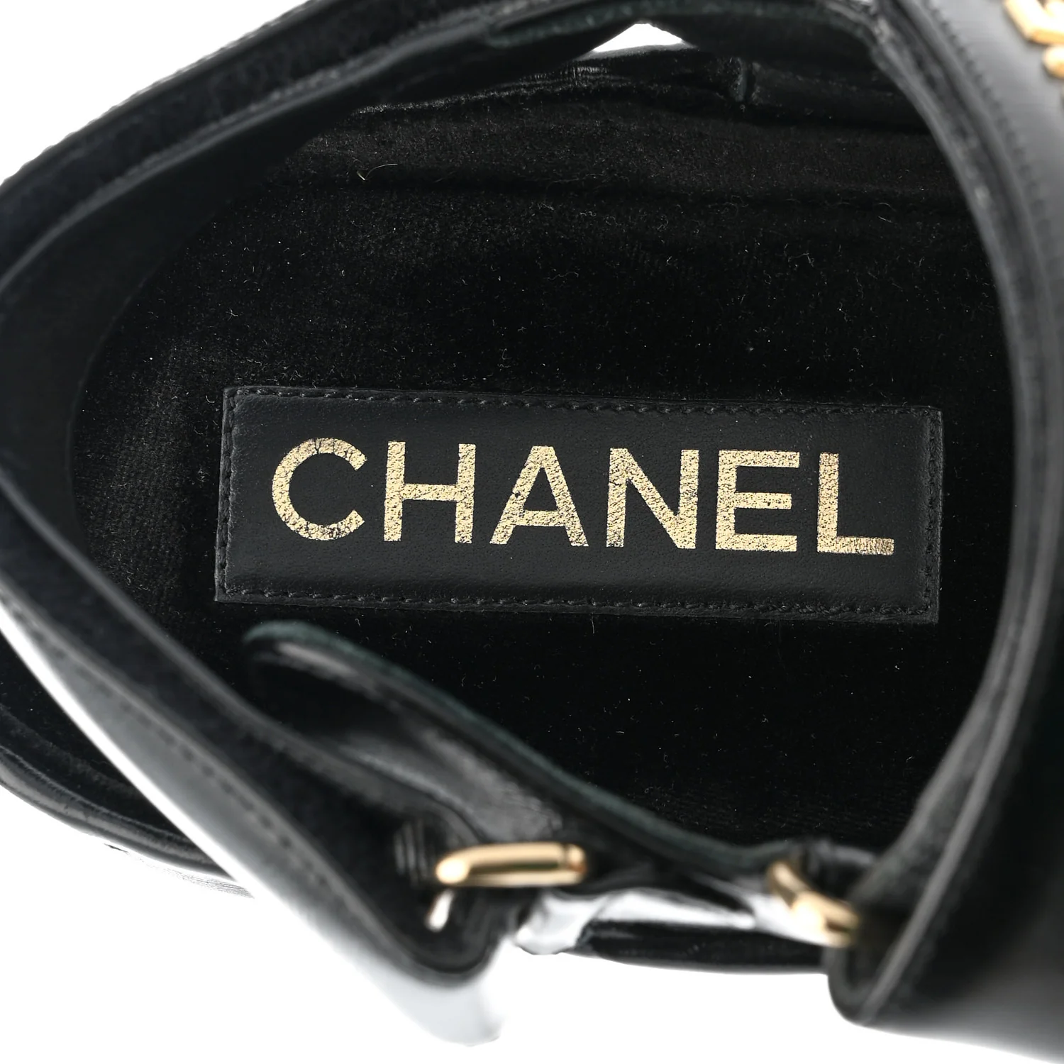 Shiny Calfskin Logo Platform Sandals 39 Black