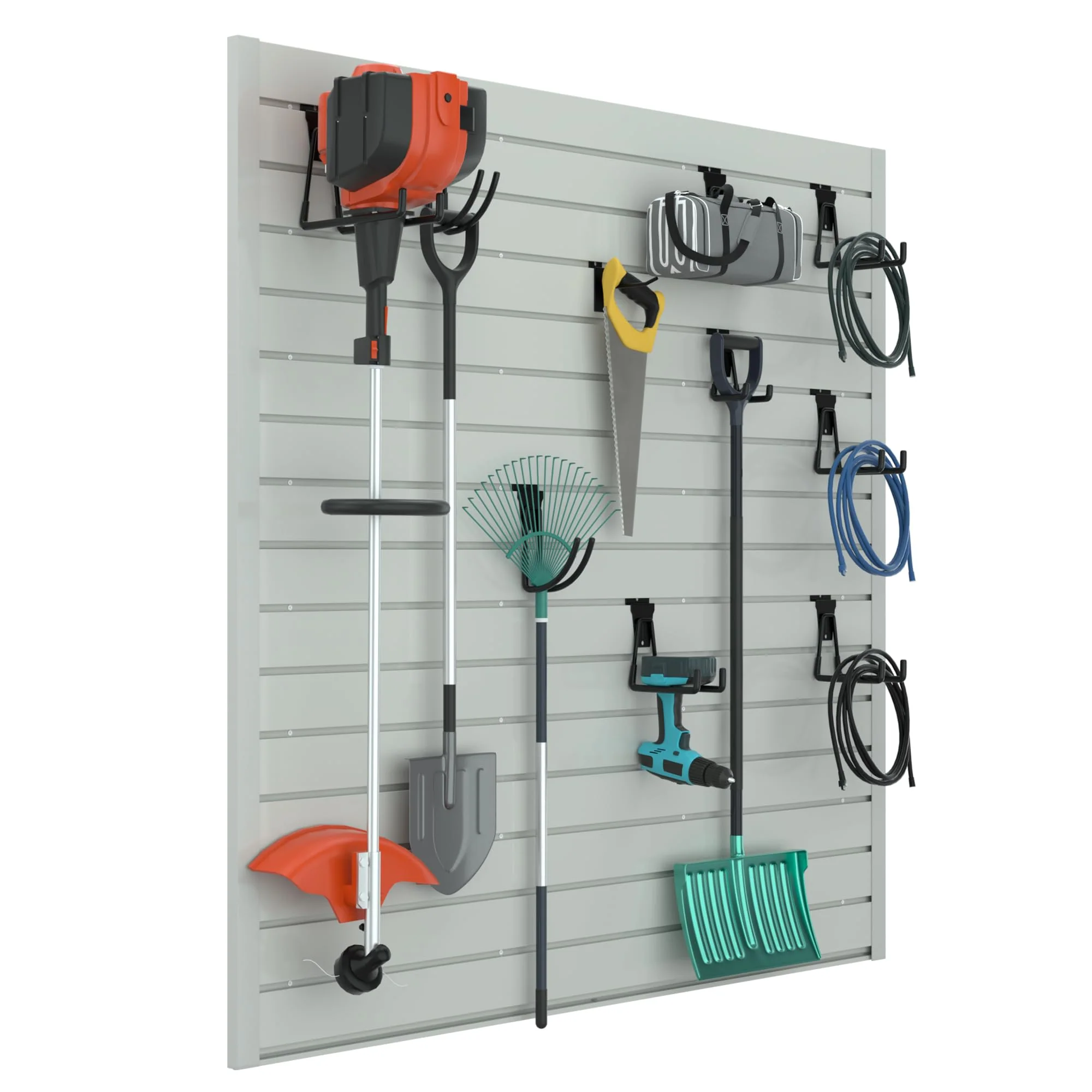 RELIANCER PVC Slat Wall Panels. 4ft by 4ft Garage Wall Organizer Storage System
