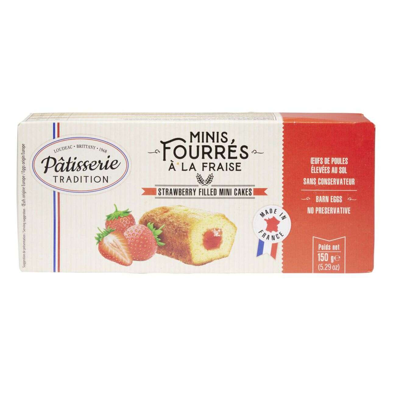 Minis gâteaux fourrés fraise x9 pâtisserie tradition 150g