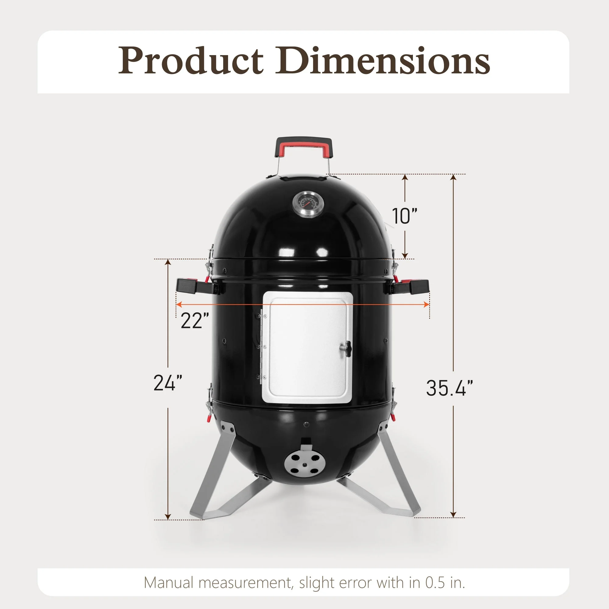 Alpha Joy 18-inch Vertical Charcoal Smoker BBQ Grill
