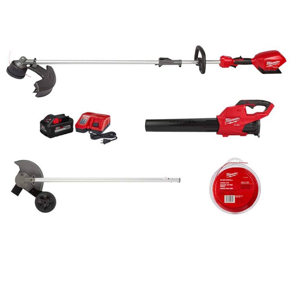 Milwaukee M18 Fuel 18V Brushless Cordless Electric String Trimmer/Blower Combo Kit w/0.095 in. x 250 ft. Line & Edger (3-Tool)