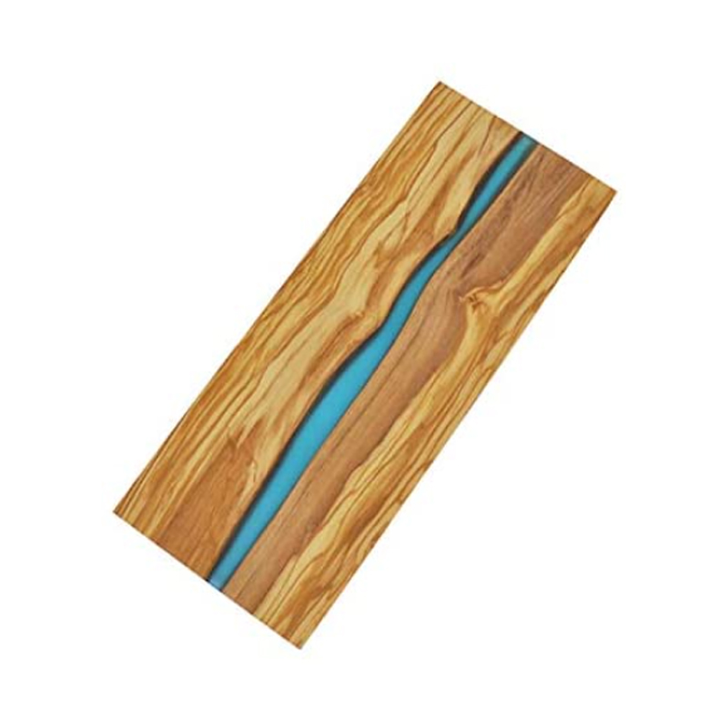 Olive Wood Square Coasters with Clear Resin Edge