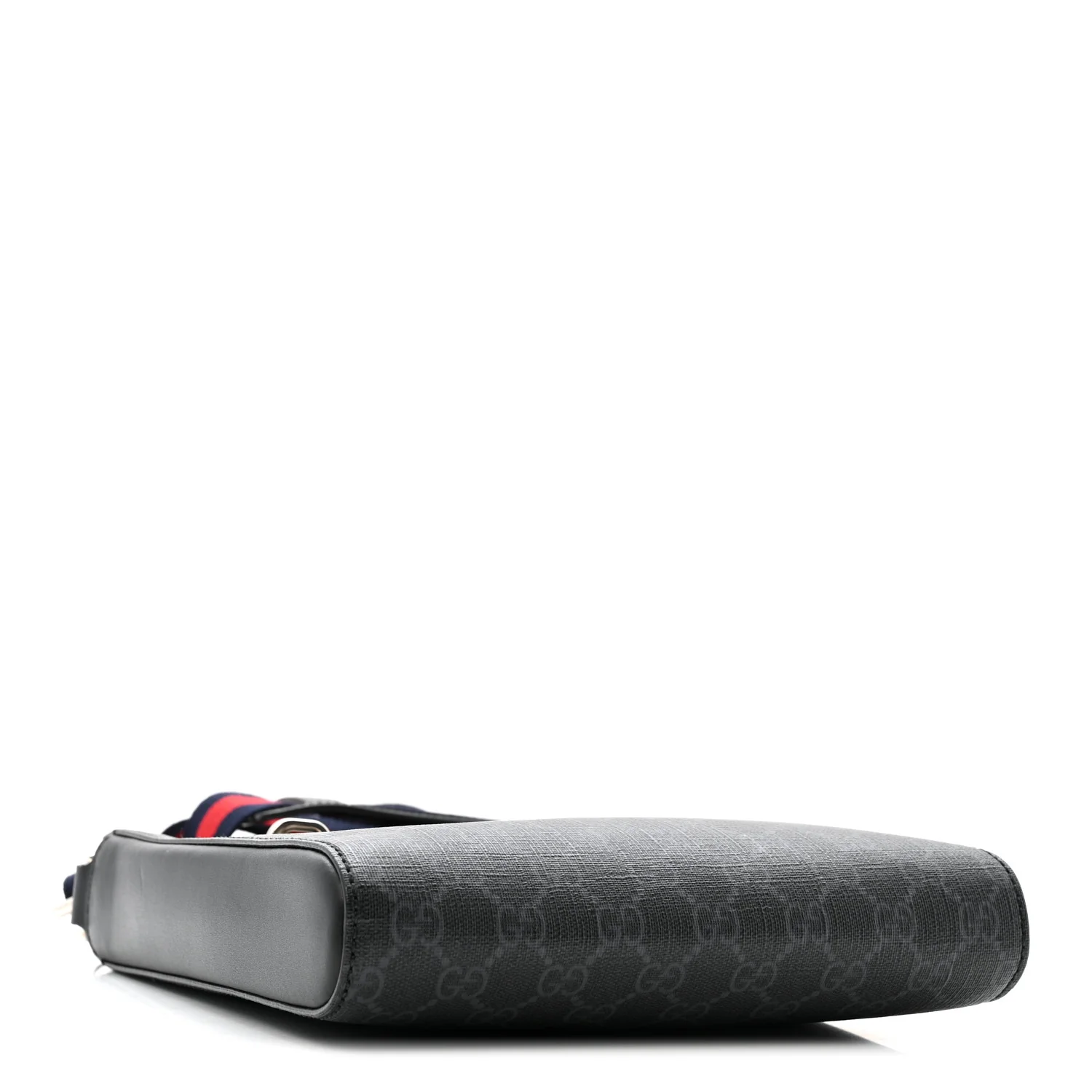 GG Supreme Monogram Web Small Flat Messenger Bag Black Grey