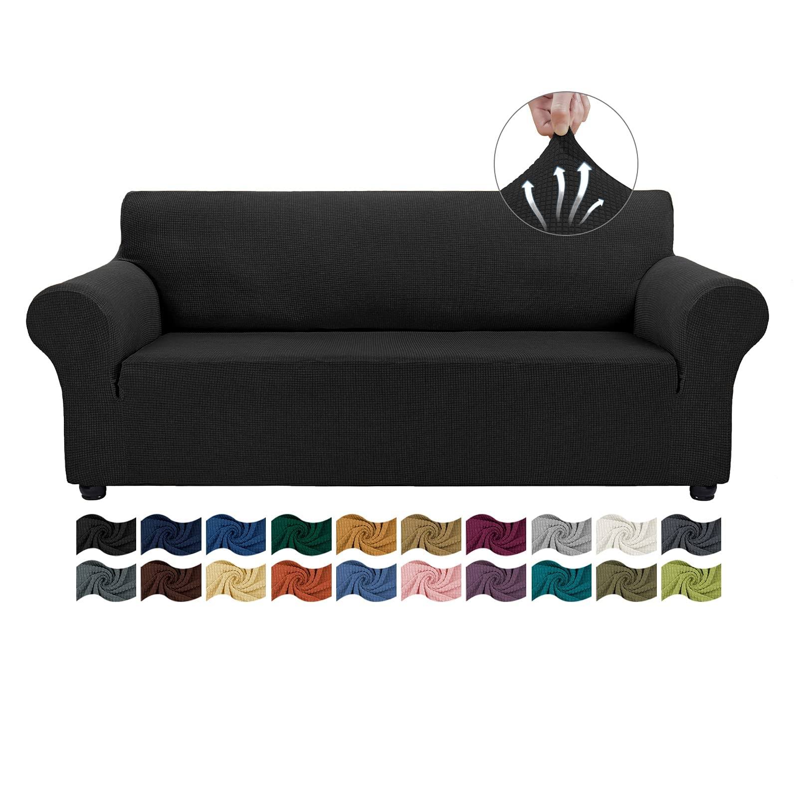 ASNOMY Couch Covers for 3 Cushion Couch Stretch Sofa Covers Slipcovers, Pet Protector Furniture Covers for Dogs Cats Spandex Jacquard Fabric Small