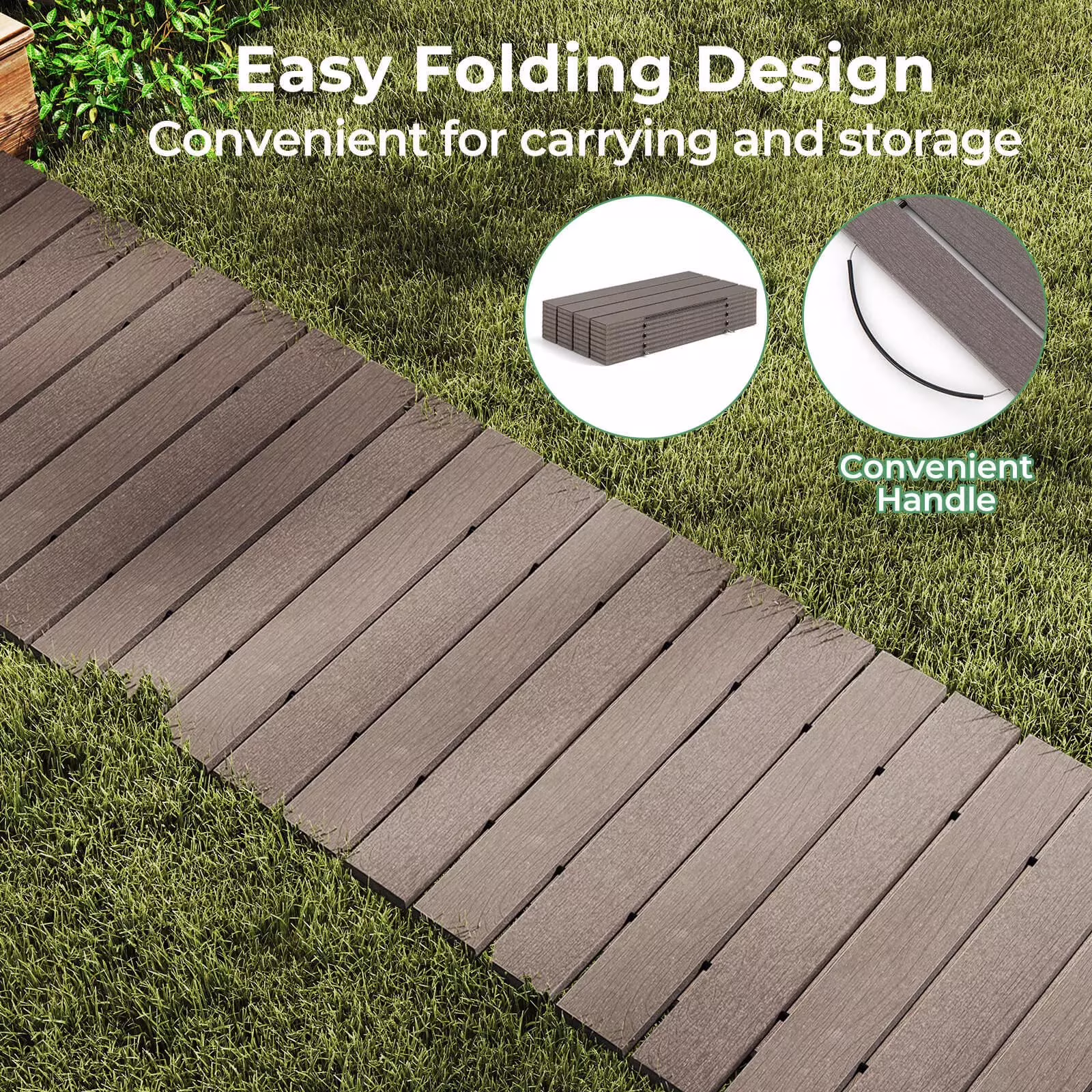 Auranook 8 FT Outdoor Pathway, Garden Straight Walkways w/HDPE Frame, Non-slip Surface, Metal Wire Connection