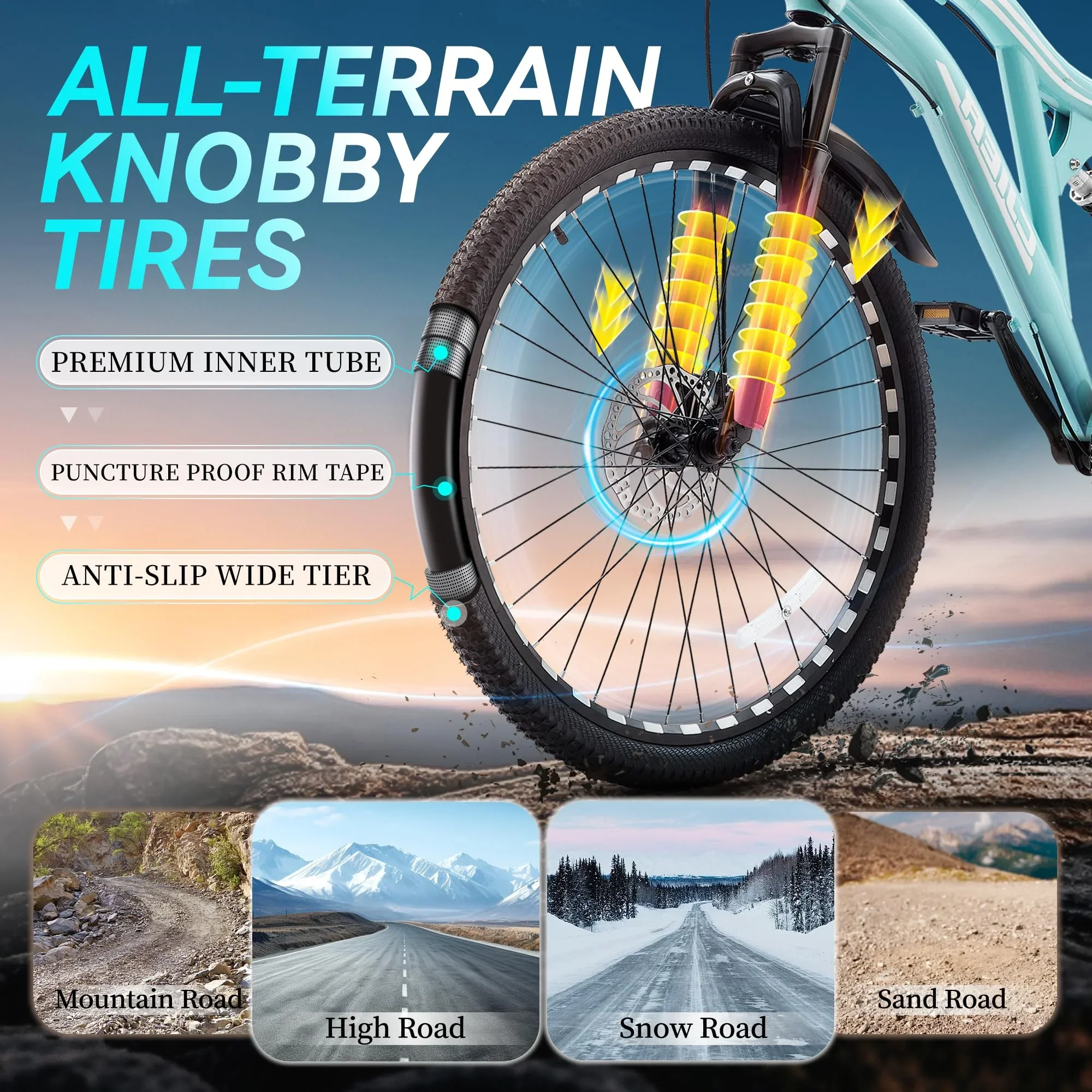 Mountain Bike for Adults, Akaber 24 Inch Full Dual Suspension MTB Bicycle, 7-Speed High-Carbon Steel Frame with Double Disc Brake, Softail Design for Men/Women Outdoor Trail Riding