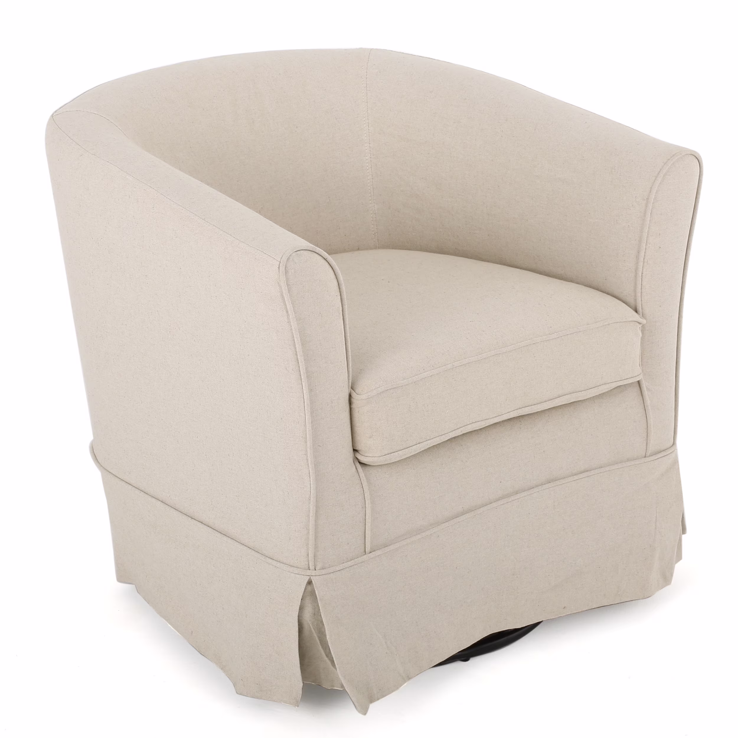 Tiffin Contemporary Upholstered Swivel Club Chair, Natural Fabric and Black(Fabric/Iron/Natural/Black)
