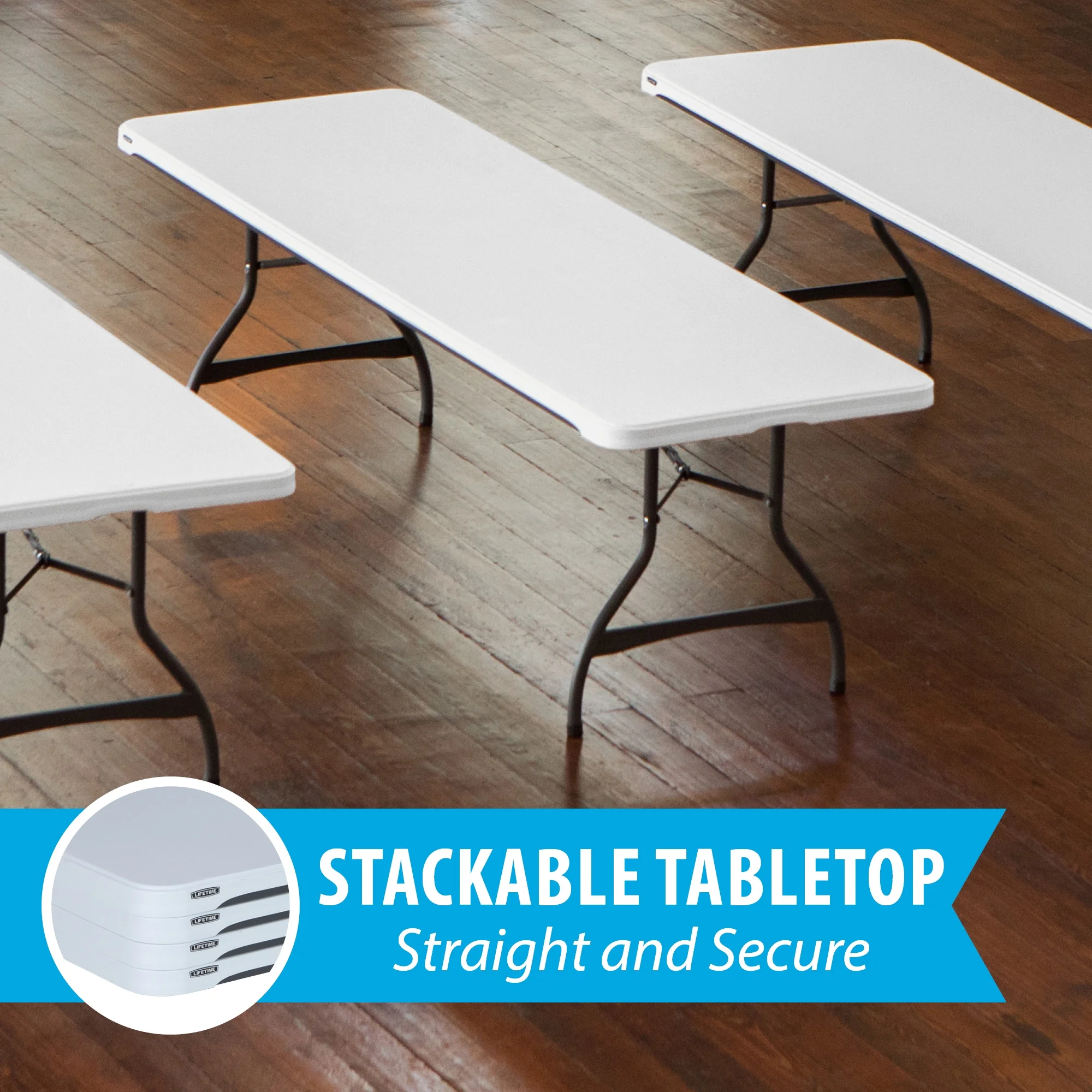 (4) 8-Foot Rectangle Stacking Tables and (32) Chairs Combo Indoor/Outdoor Commercial Grade, White Granite (80410) - Image 6