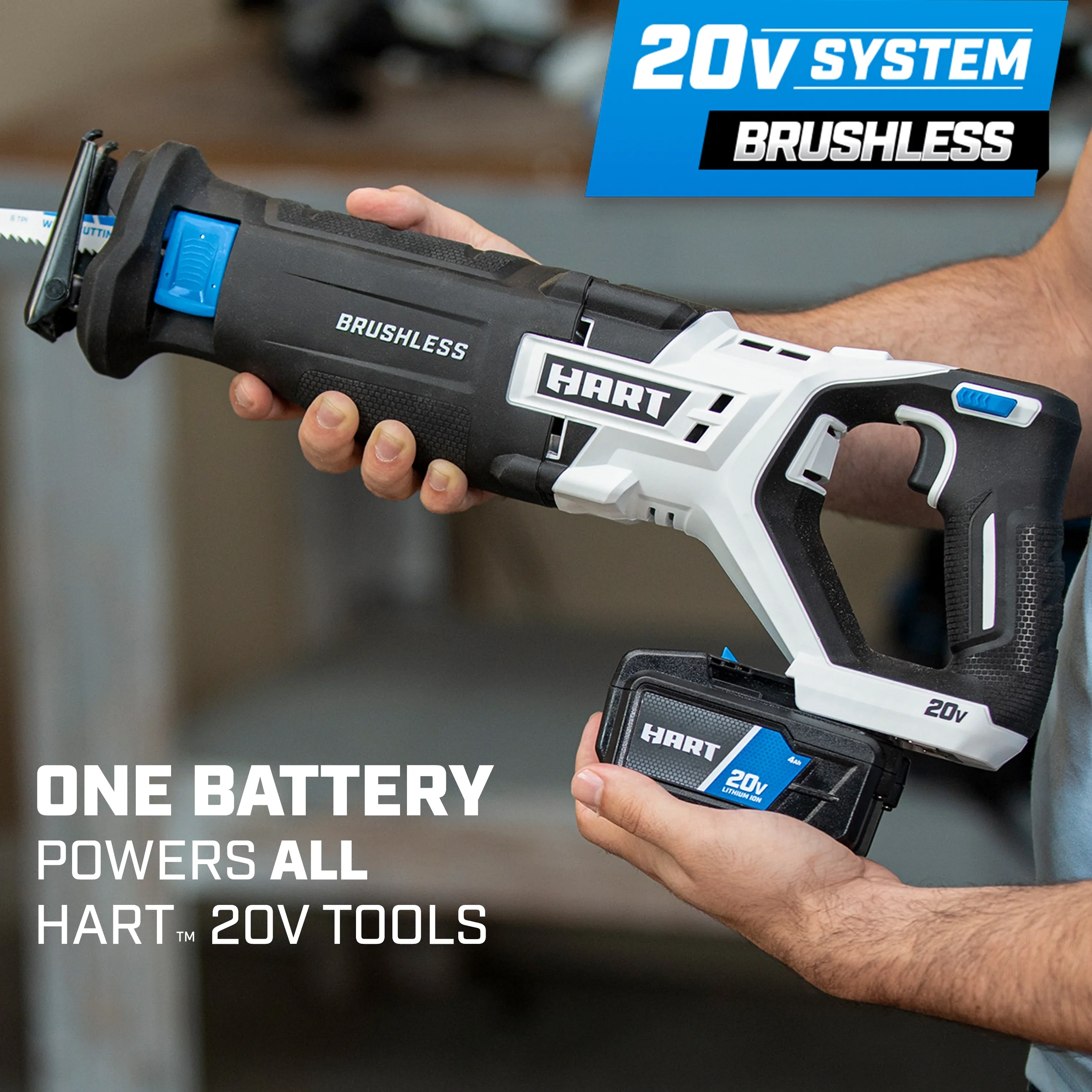 HART 20-Volt Battery-Powered Brushless Reciprocating Saw (Battery Not Included)